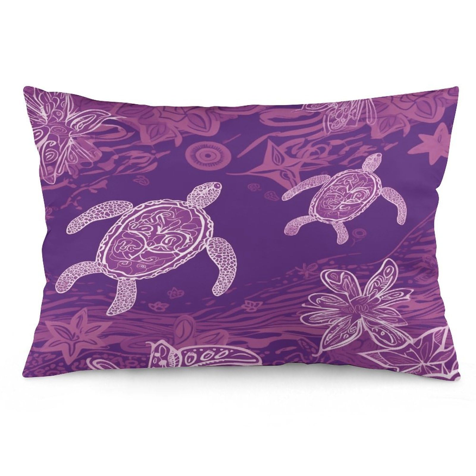 Hawaii with Purple Sea Turtle Throw Pillow Cover Soft Pillow Case Decorative Lumbar Pillow Cover Cozy Throw Pillowcase Polyester Rectangular Cushion Case Decor for Couch Sofa Bed