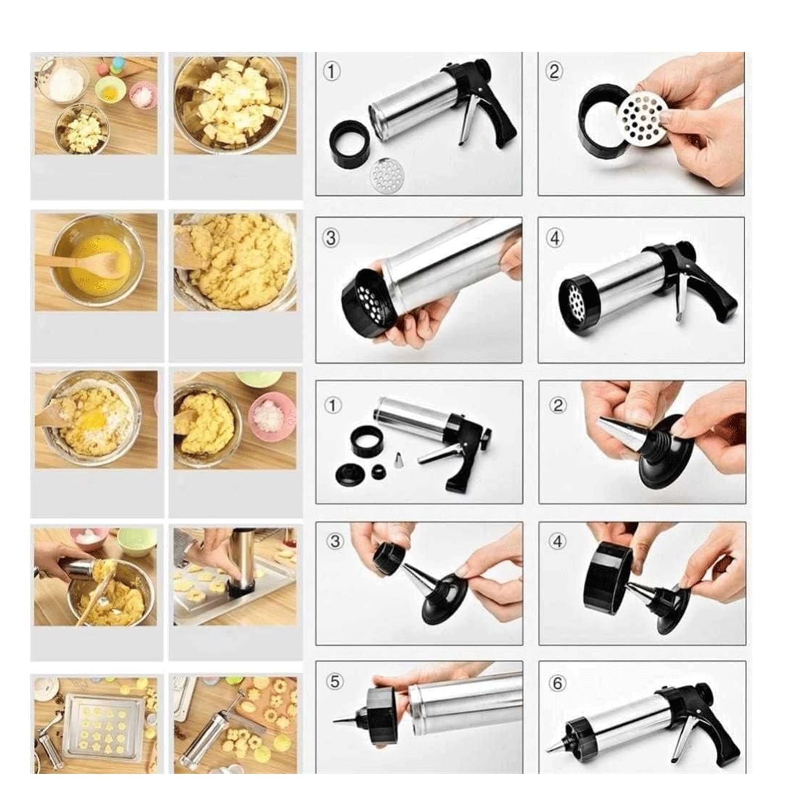 Boquillas para manga pastelera, molde para galletas, puntas para decorar pasteles, Kit de prensa para galletas, juego de dispensadores de glaseado
