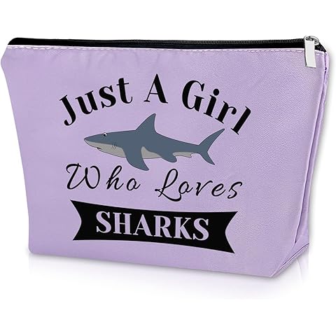 Sazuwu Shark Gifts for Shark Lovers Purple Makeup Bag Shark Themed Gifts for Girls Daughter Niece Cosmetic Bag Animal Lover Gifts for Adults Sharks Week Gift Graduation Christmas Gifts Travel Pouch