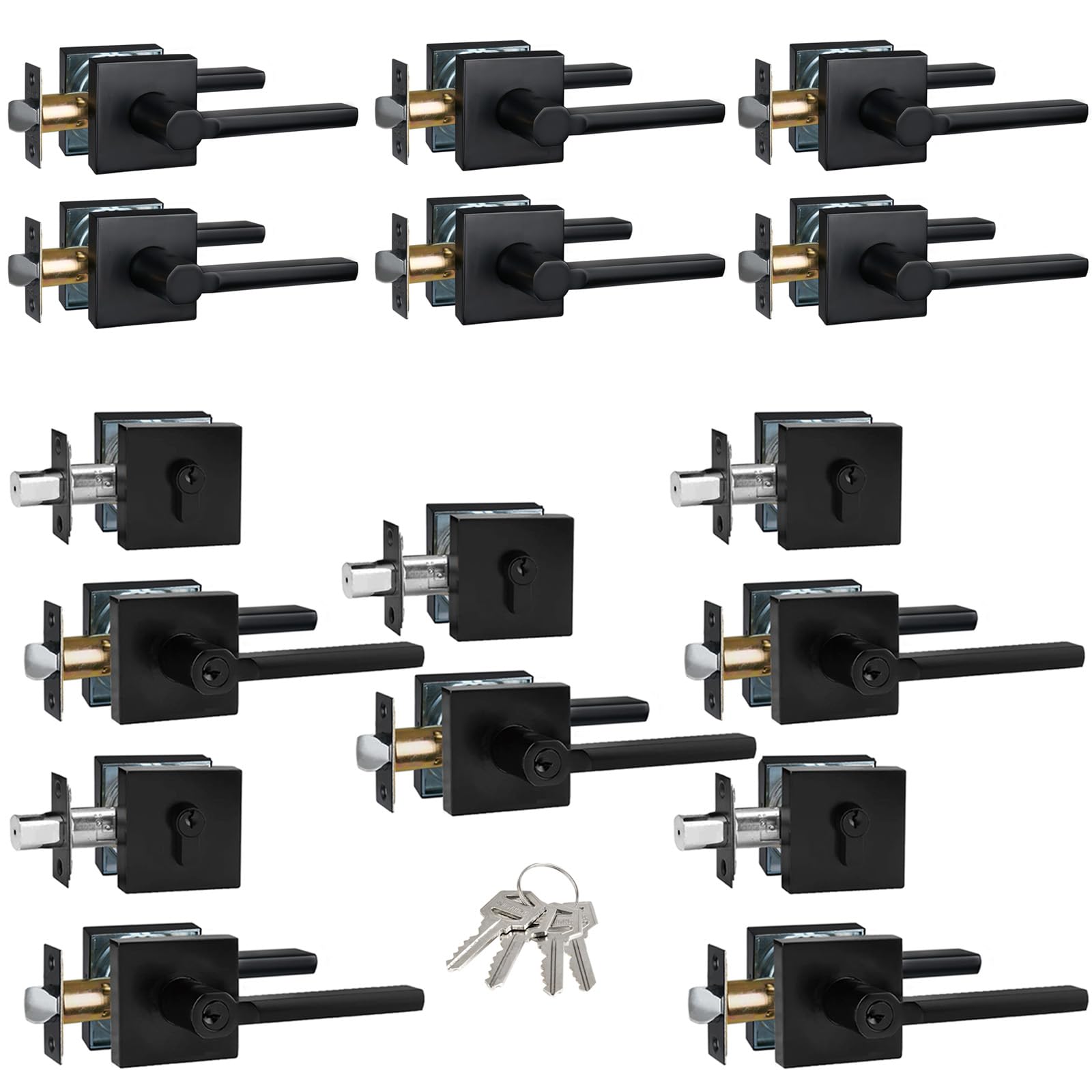 5pcs Keyed Alike Entry Door Lever with Deadbolts & 6pcs Passage Door Levers