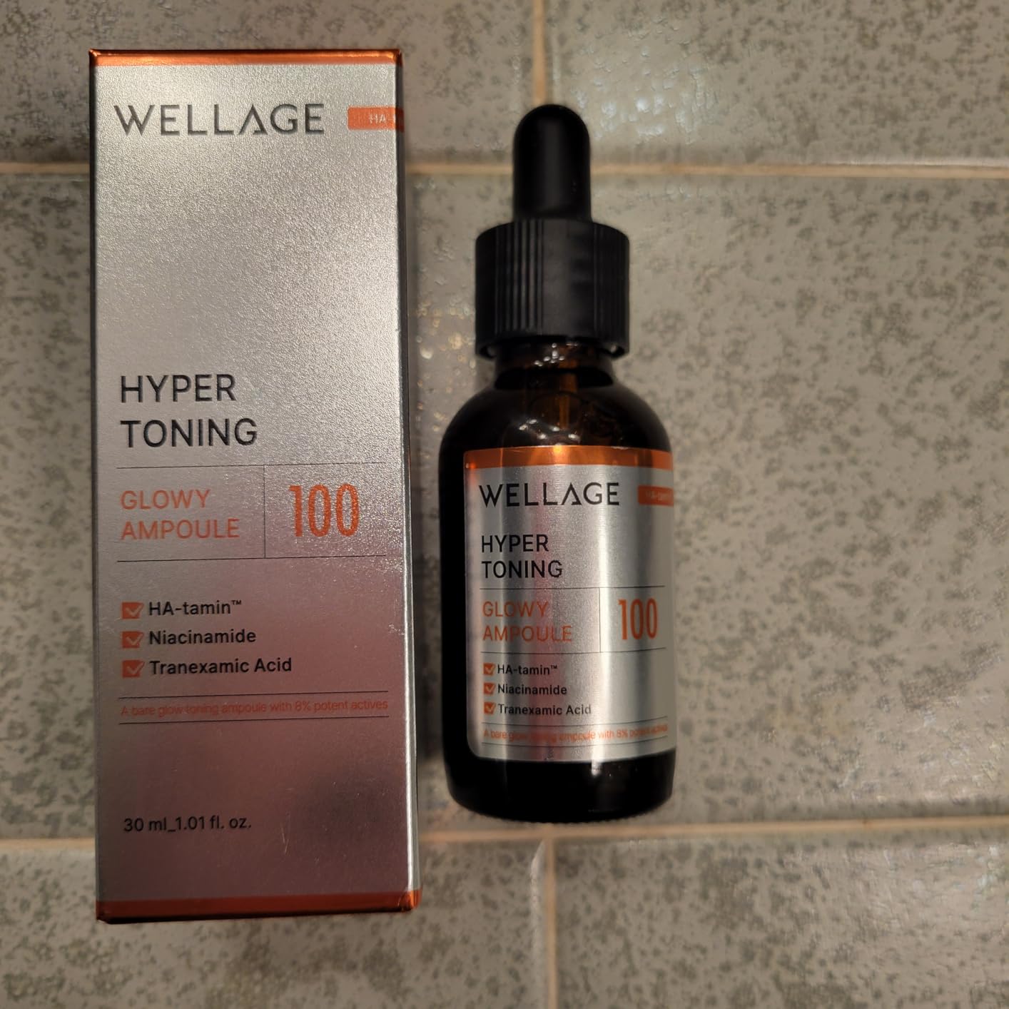 WELLAGE Hyper Toning Glowy Ampoule for face, korean skin care, glutathoine, vitamin c, spot correcting, blemishes skin, acne scars, tone up skin, 1.01 fl.oz