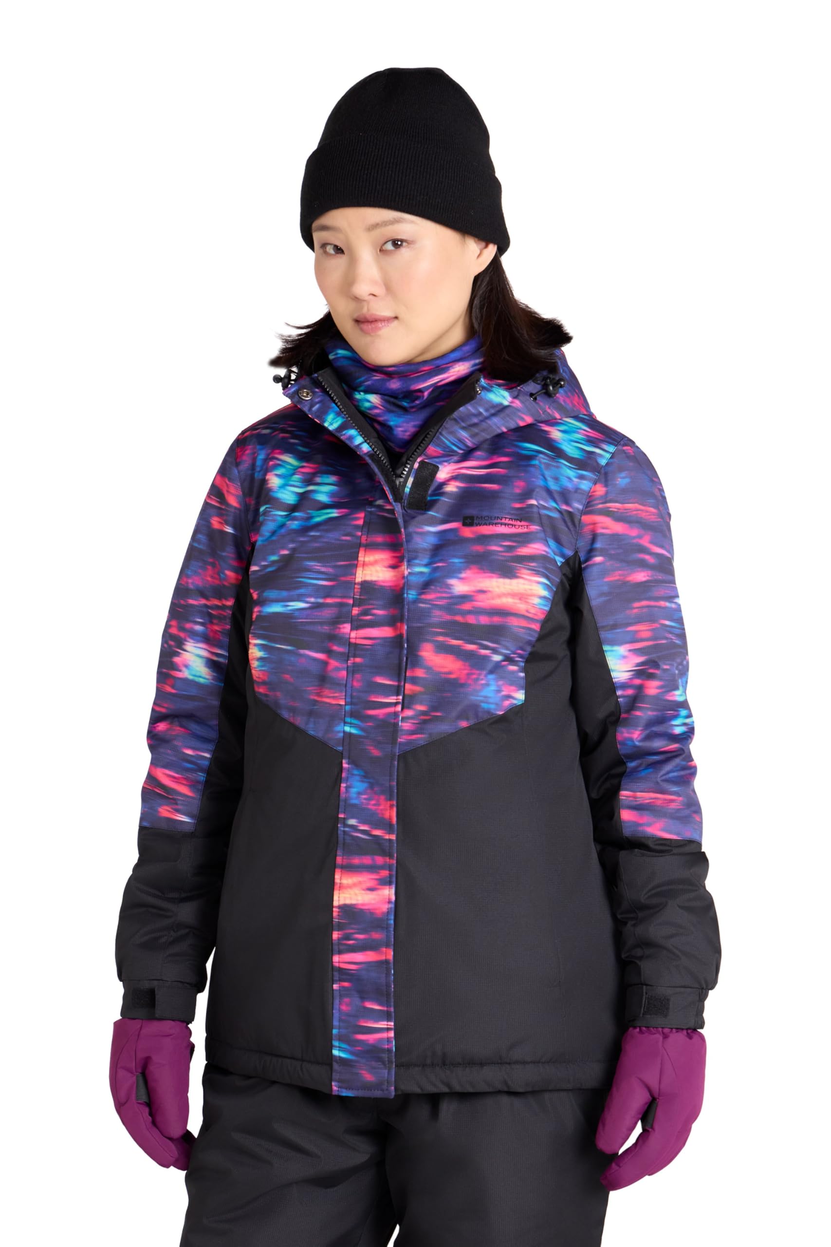 Mountain Warehouse Dawn Womens Printed Ski Jacket Dark Purple 10