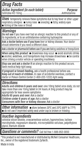 Miniatura 4 de HealthA2Z® Alivio de la alergia Cetirizina 10 mg Alivio de alergias durante todo el día Interior y exterior Alivio de picazón de garganta