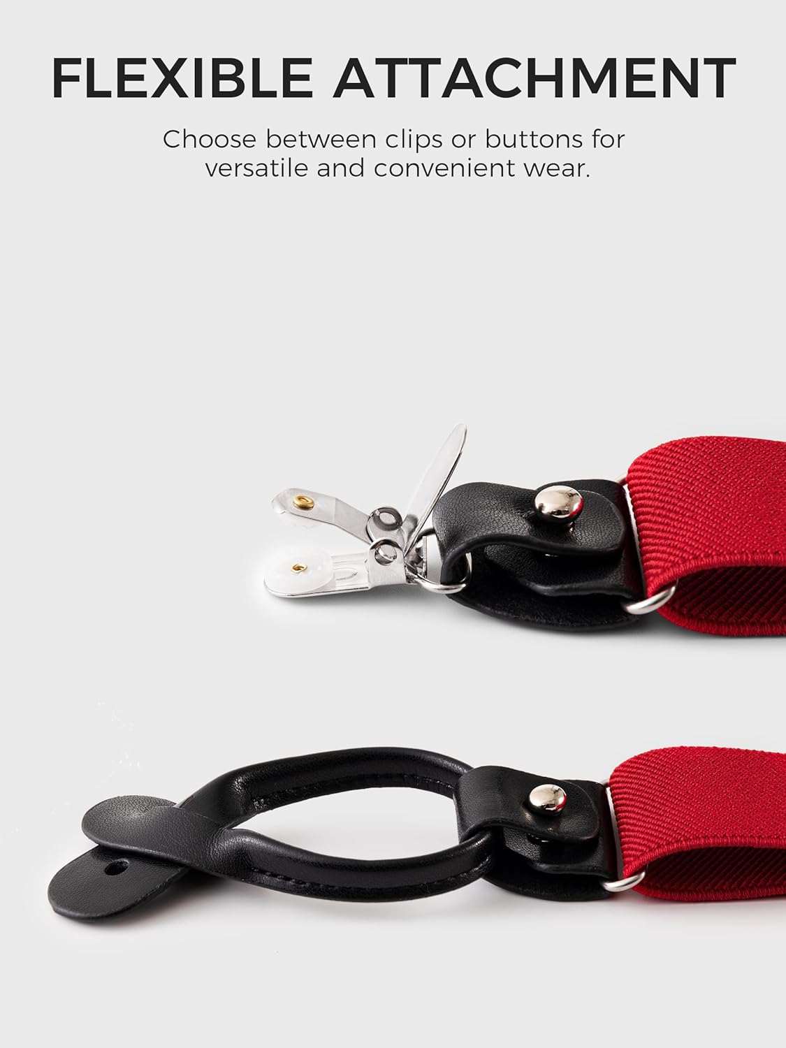 Suspenders for Men with Clip & 6 Buttons 1.4in Y-Shape Stainless Steel - Image 2