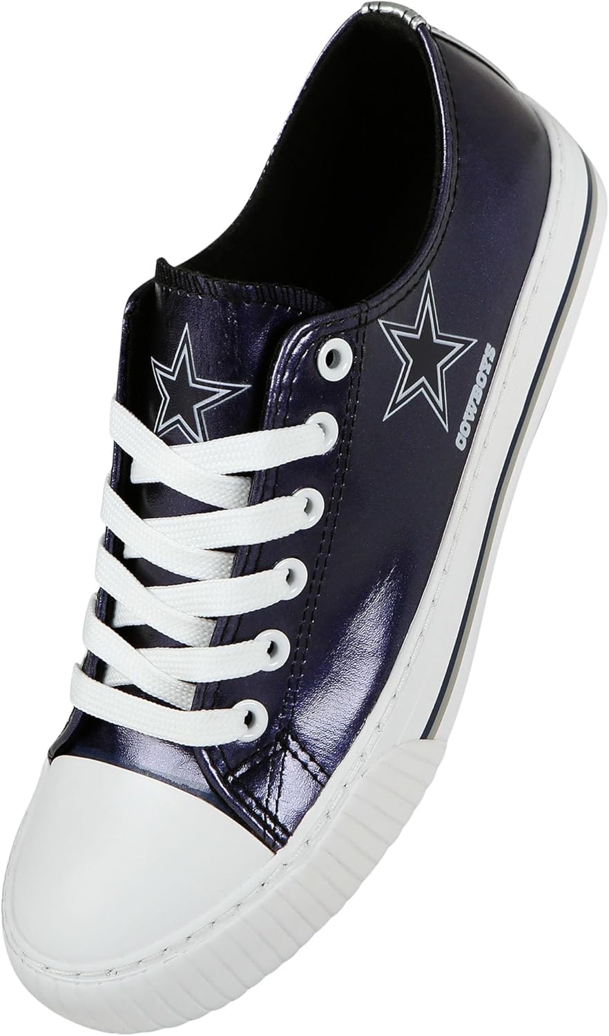 FOCO NFL Womens NFL Team Logo Metallic Ladies Fashion Low Top Canvas Sneakers Shoes