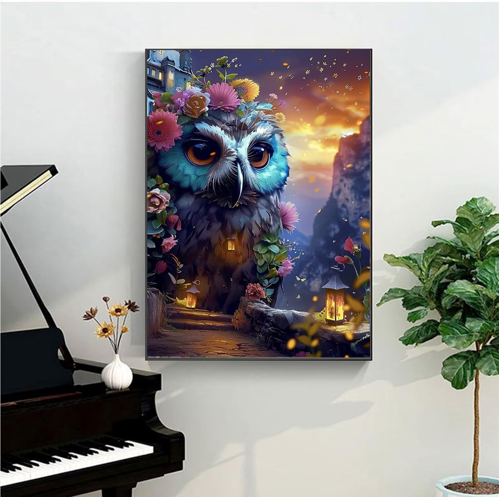 Peepezo Malen Nach Zahlen für Malen Nach Zahlen Erwachsene und Kinder Anfänger Dorf Gemälde Europa DIY Handbemalte Kits Acrylpigment Kunstwerk 60x80cm (mit Rahmen)