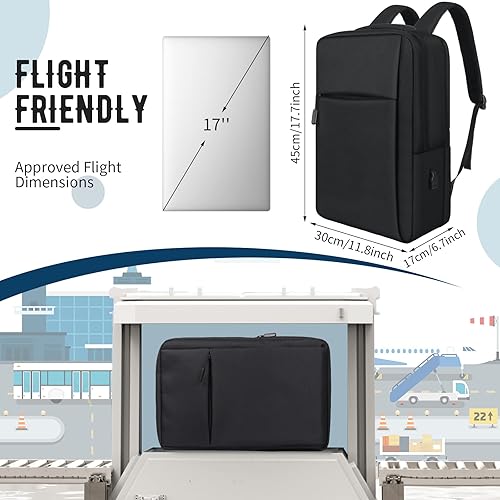 Miniatura 3 de Mochila para hombre, mochila de viaje de 17.3 pulgadas, mochila antirrobo, mochila ligera con cargador resistente al agua, mochilas negras para el