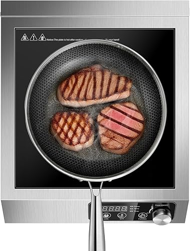 Miniatura 9 de Cocina de inducción comercial, Quemador de inducción de 1800 W con sensor táctil, perilla y pantalla LCD, quemador eléctrico único certificado ETL,