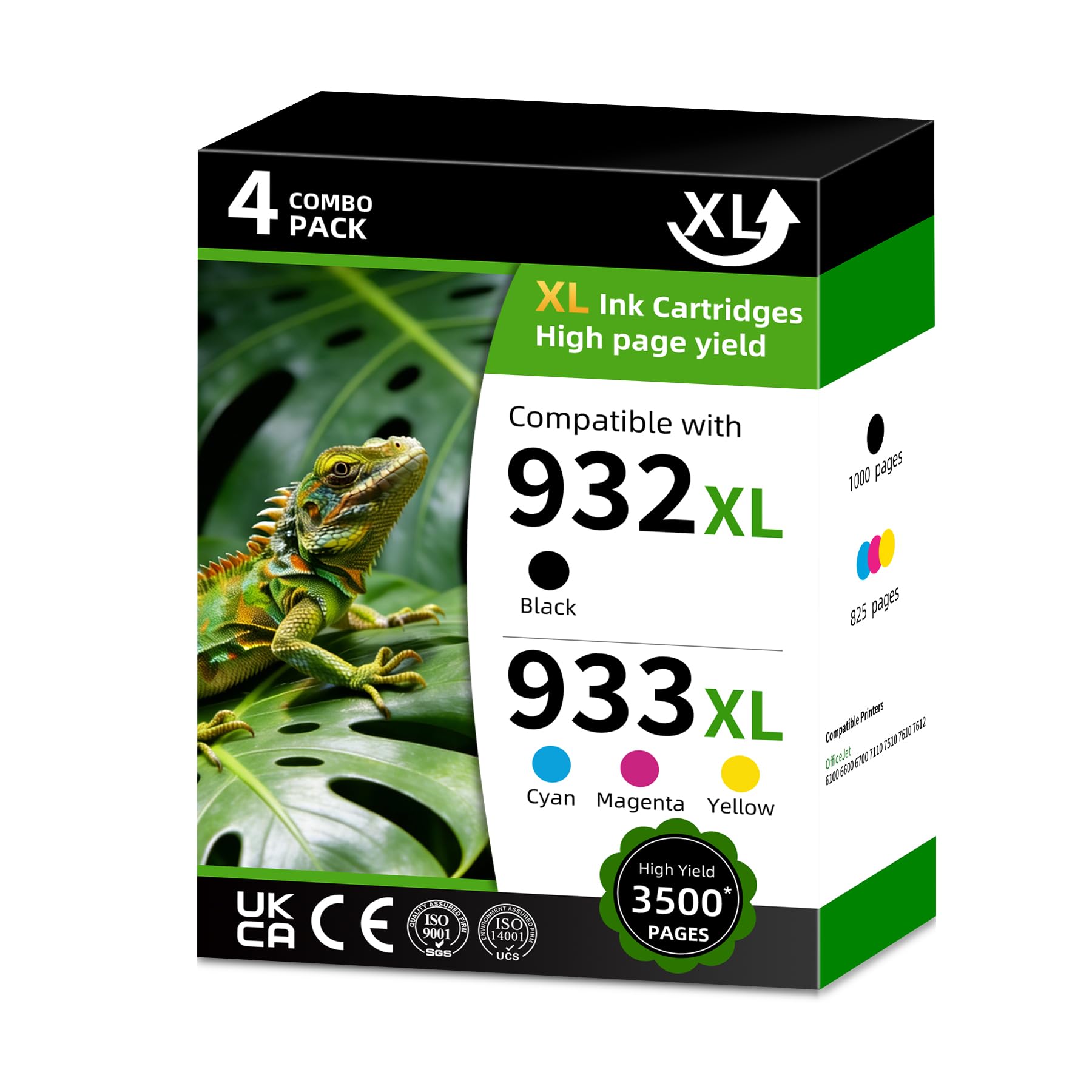 932XL/933XL High Yield INK Cartridge Replacement for HP932XL/933XL HP932/933 932/933 XL Combo Pack Compatible with HP Officejet 6100 6600 6700 7110