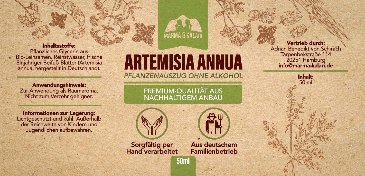 Premium Artemisia Annua 50ml • 100% reines Naturprodukt • Original Einjähriger Beifuß Auszug • alkoholfrei • Frische Ernte per Hand verarbeitet • von deutschem Familienbetrieb
