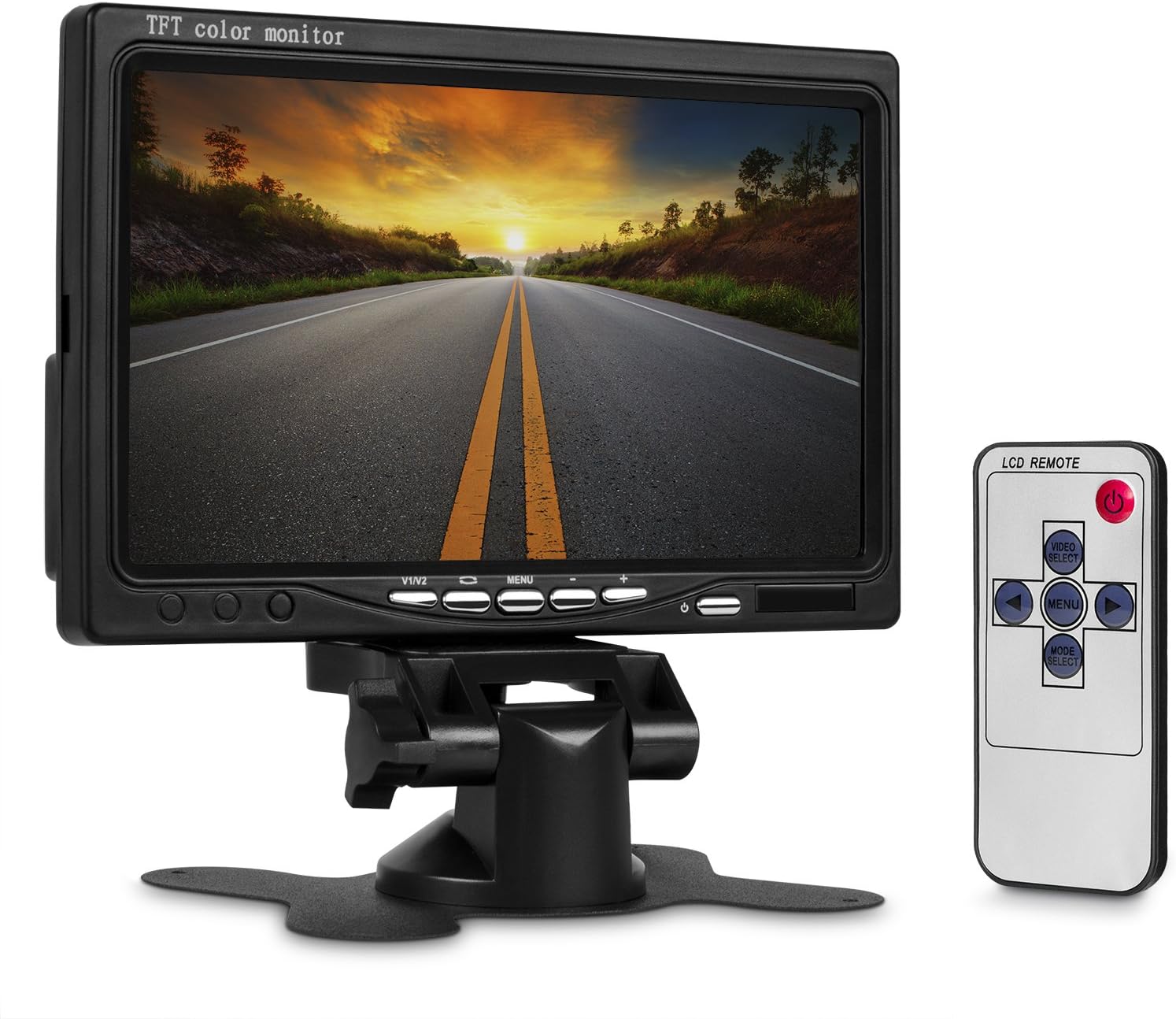 WRC-LCD 7 Inch High Resolution Rotating Color TFT LCD Display Monitor with Remote Control and Mounting Bracket