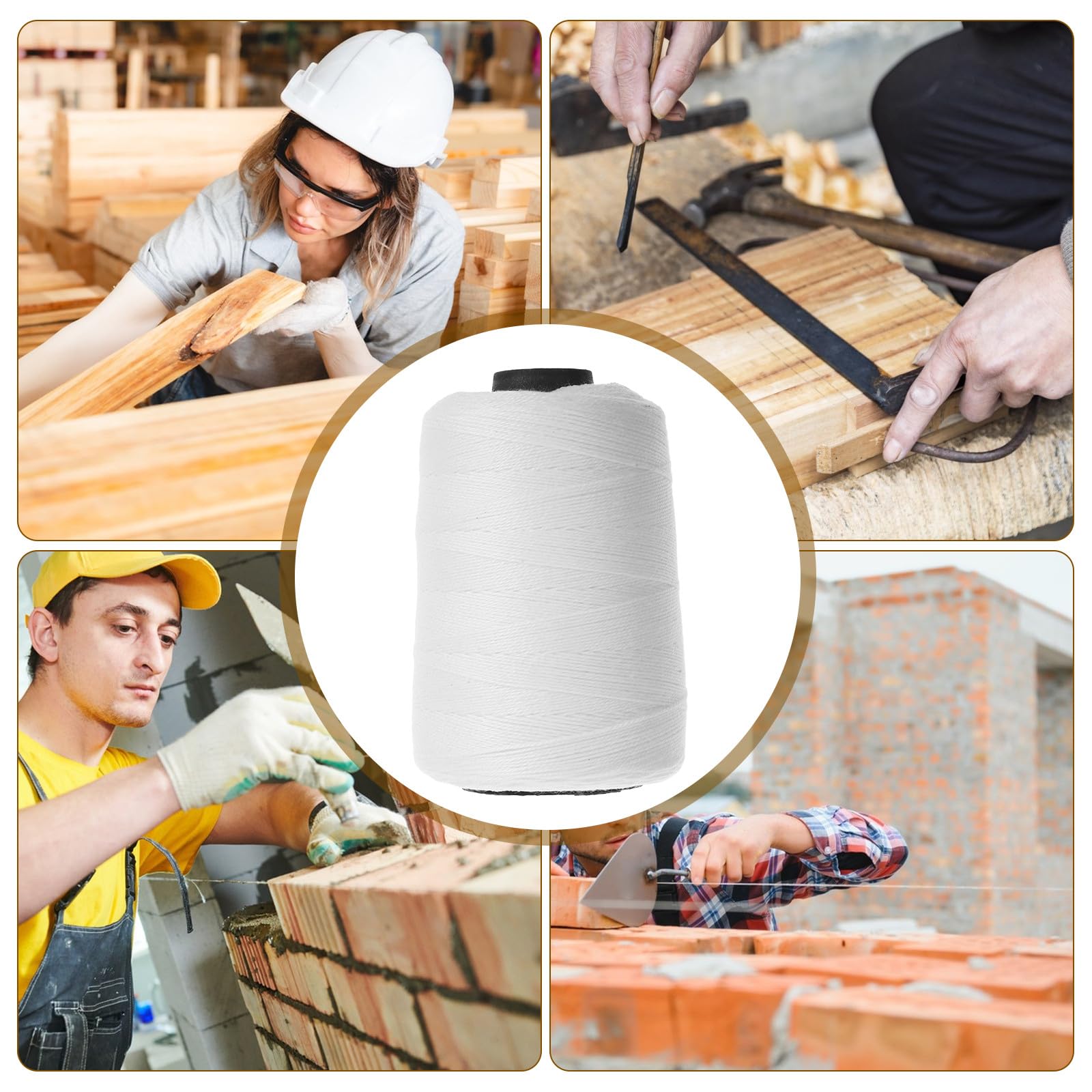 COLLBATH Línea de Albañilería de Algodón Blanco para Obra Resistencia Tensión y Corrosión, para Diseño en Obra y Construcción