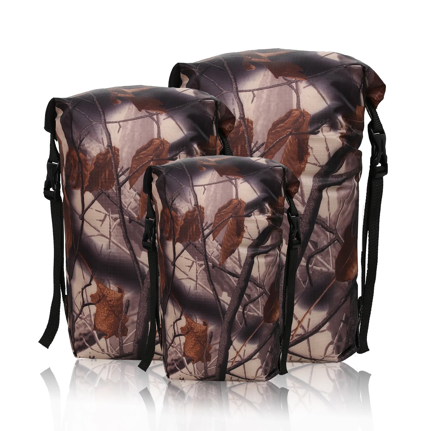 Hosifiy Compression Sack, 5/8/11L 210T Polyester Taffeta Compression Stuff Sack for Sleeping Bag, Camping, Outdoor, Hiking, Backpacking, Travel (Dark Camo 3Pcs)