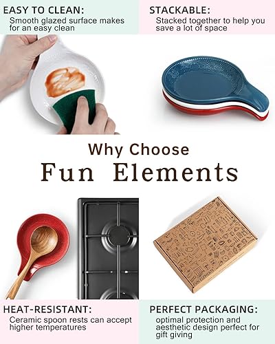 Miniatura 4 de FE FUN ELEME - Soporte para cucharas de cerámica para encimera de cocina, soporte de cuchara grande de encaje en relieve para estufa, soporte de