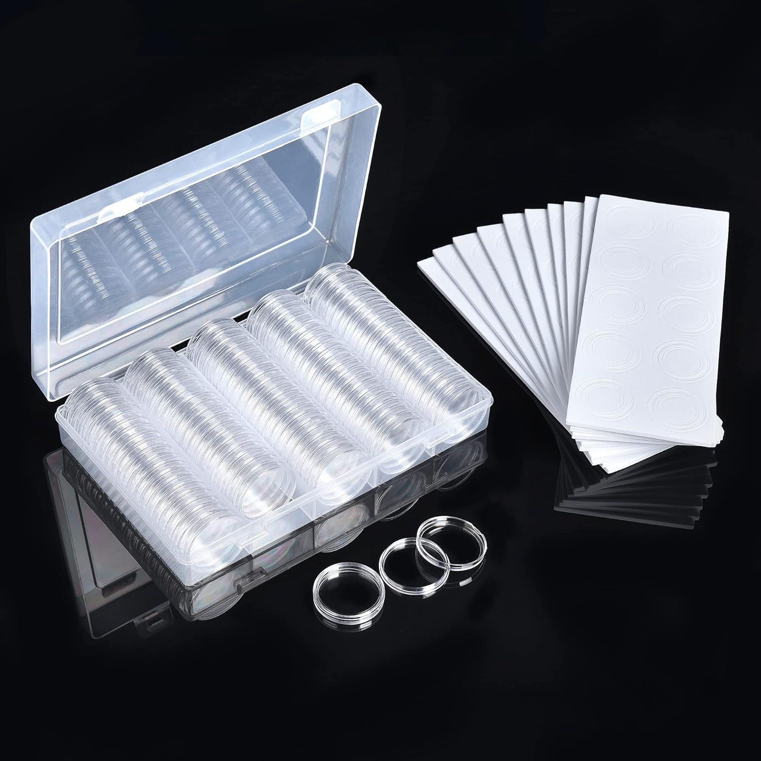 Benting Coin Capsules with Foam Gasket - Premium Plastic Storage Organizer Box for Coin Collection Supplies, 5 Sizes (17/20/25/27/30mm) - Ideal Coins Holder for Collectors (100PCS)