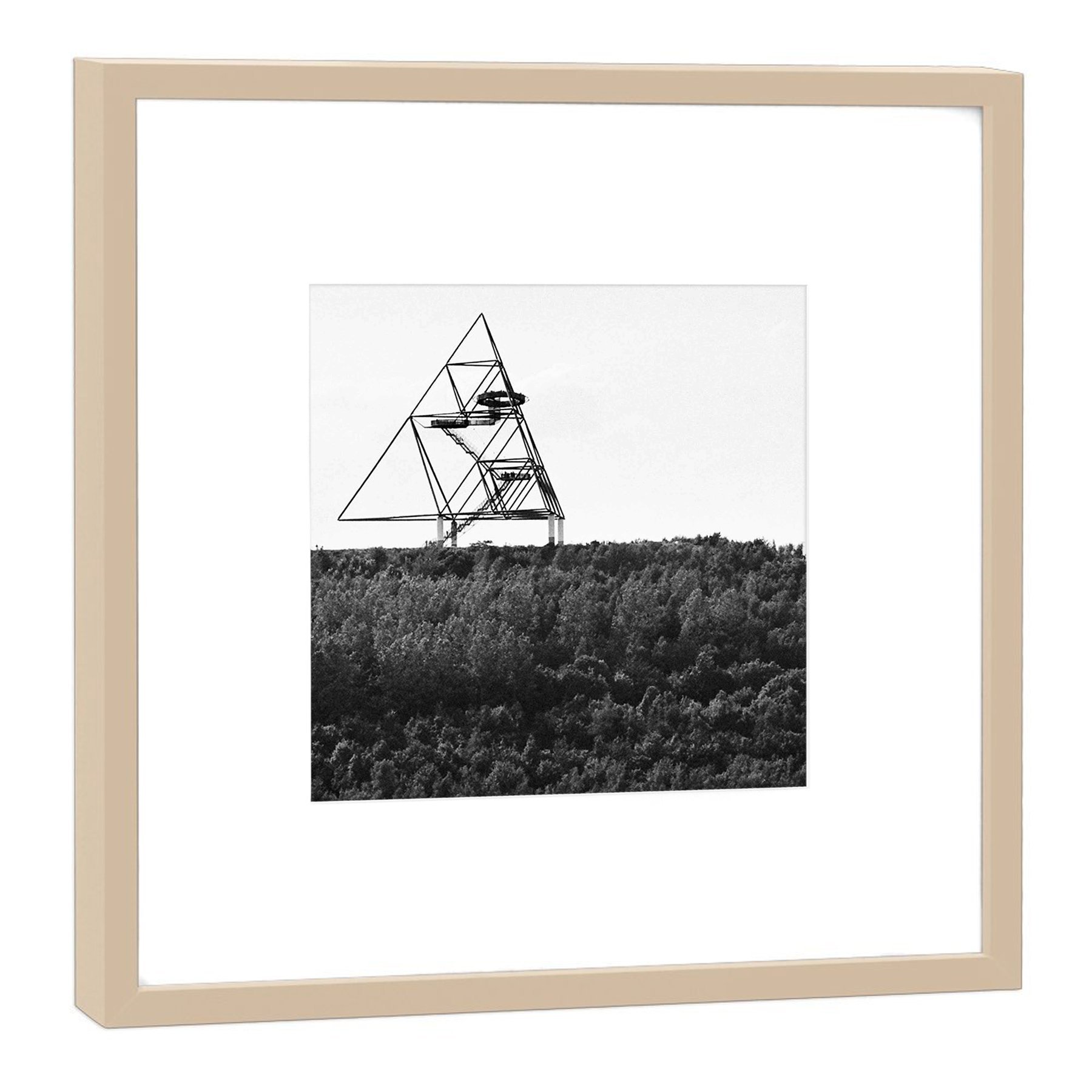 Tétraèdre Duisburg photo cadre bois beige tableau déco 52x52