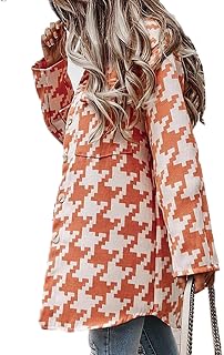 WHZXYDN and Winter Fashion Loose Long-Sleeved Houndstooth Woolen Coat