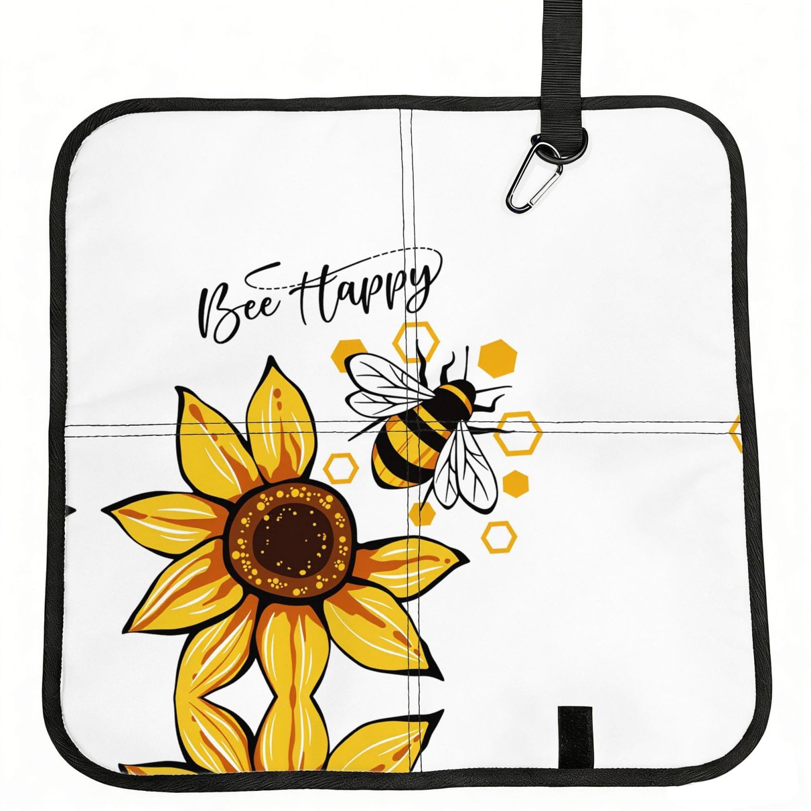 SDEGTHO Sunflower And Bee Print Padded Seat Pad Folding Cushion Waterproof Bench Mat Portable Outdoor Rest Mat 15.8"