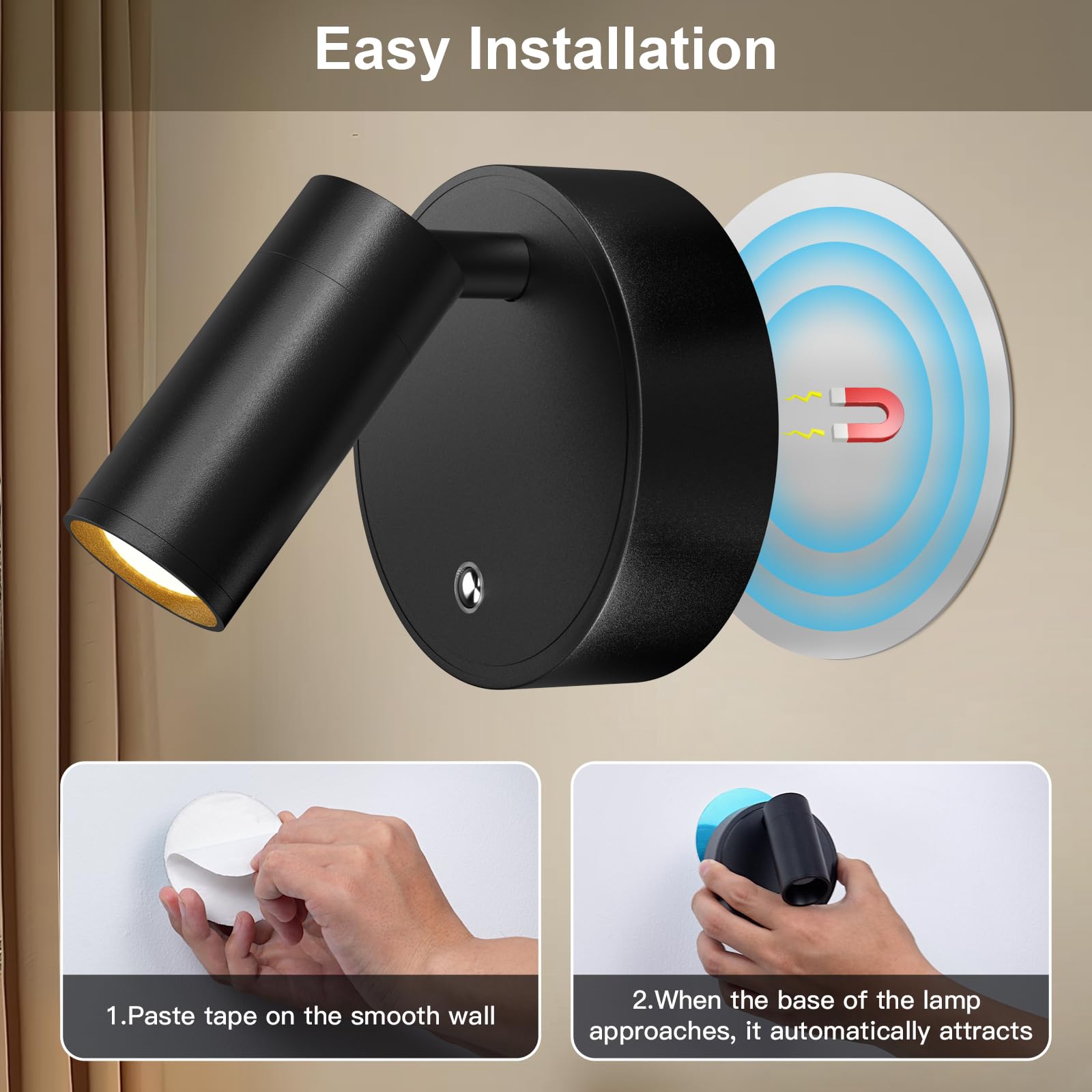 Kimjo Spot Lights Indoor, Wireless LED Spotlight, Uplighting Indoor with Remote and Dimmable, Accent Lighting for Plants, Picture, Battery Operated Wall Light