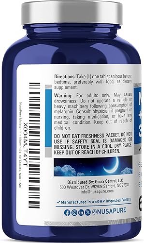 Miniatura 3 de NusaPure Melatonina 3 mg 60 comprimidos VegetarianoVegano, sin OMG