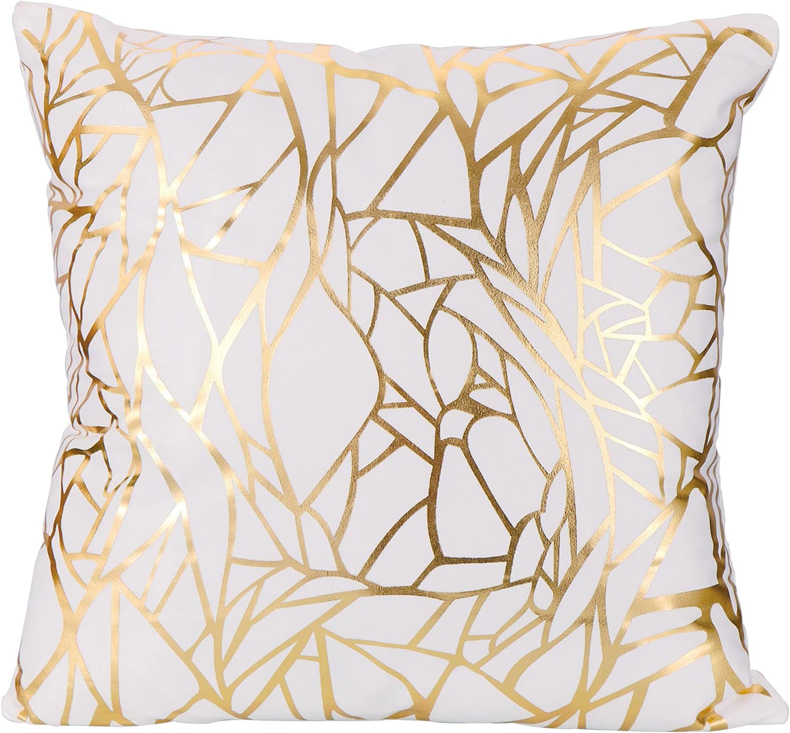 White Sofa Throw Pillow Covers 18 x 18 (45cm x 45cm) Gold Stamping Love Tree Geometric Square Decorative Super Soft Cushion Cover for Sofa Couch Patio (Irregular)