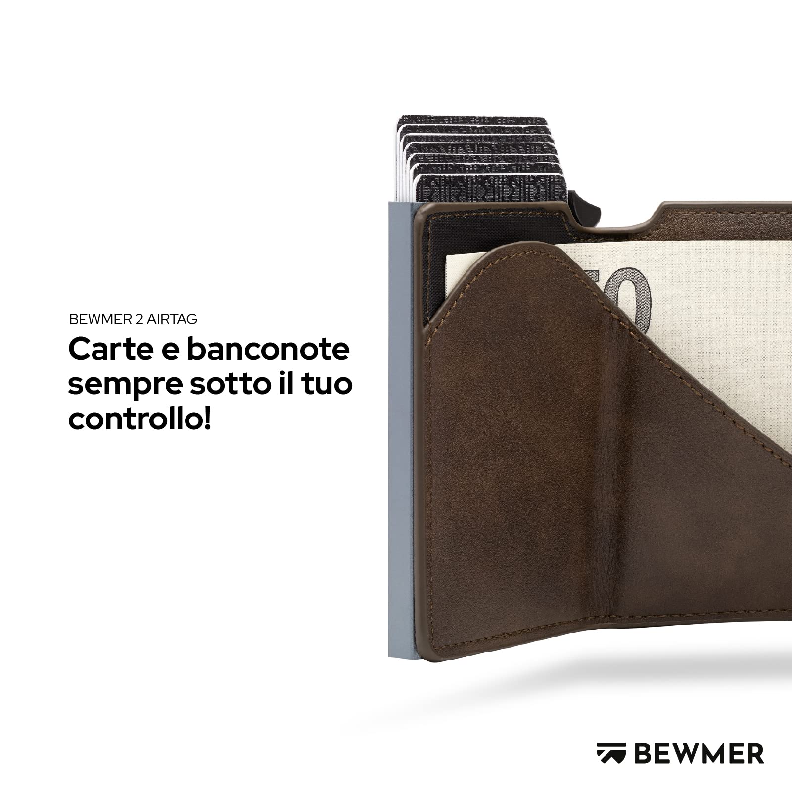 BEWMER v2 Shielded Slim Wallet z kieszenią na monety dla mężczyzn i kobiet, etui na karty z kieszenią na monety, ochroną RFID i zabezpieczeniem przed klonowaniem, portfel na banknoty, monety i 9 kart