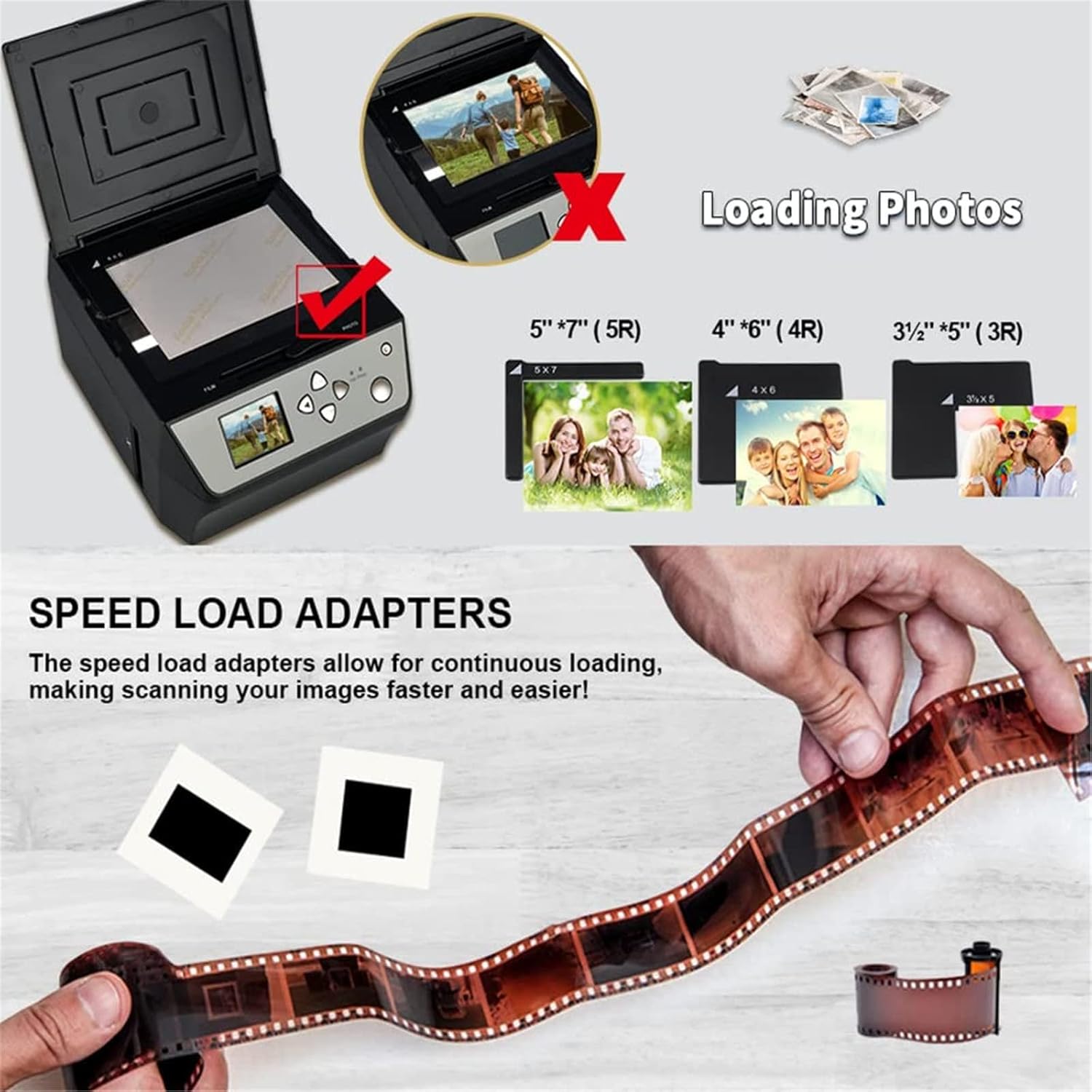 Digital Film & Slide Scanner, 22MP All-in-1 Film & Slide Scanner, Digital Film Scanner, Film and Slide Scanner Convert 135 Film/35mm Slide/110Film/Photo/Document