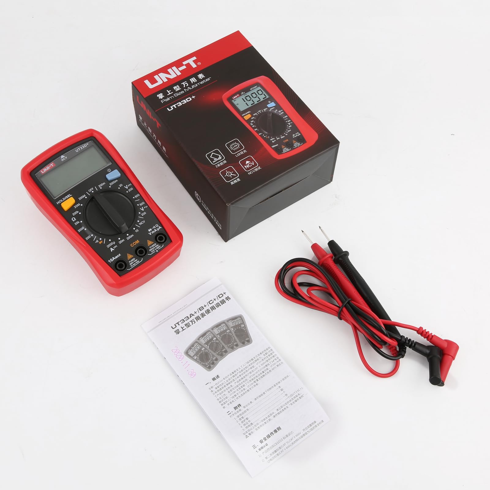 UNI-T UT33D Digital Palm Size Multi-meter with Manual Range 1999 Counts Tester (Red) — Amazon image 9