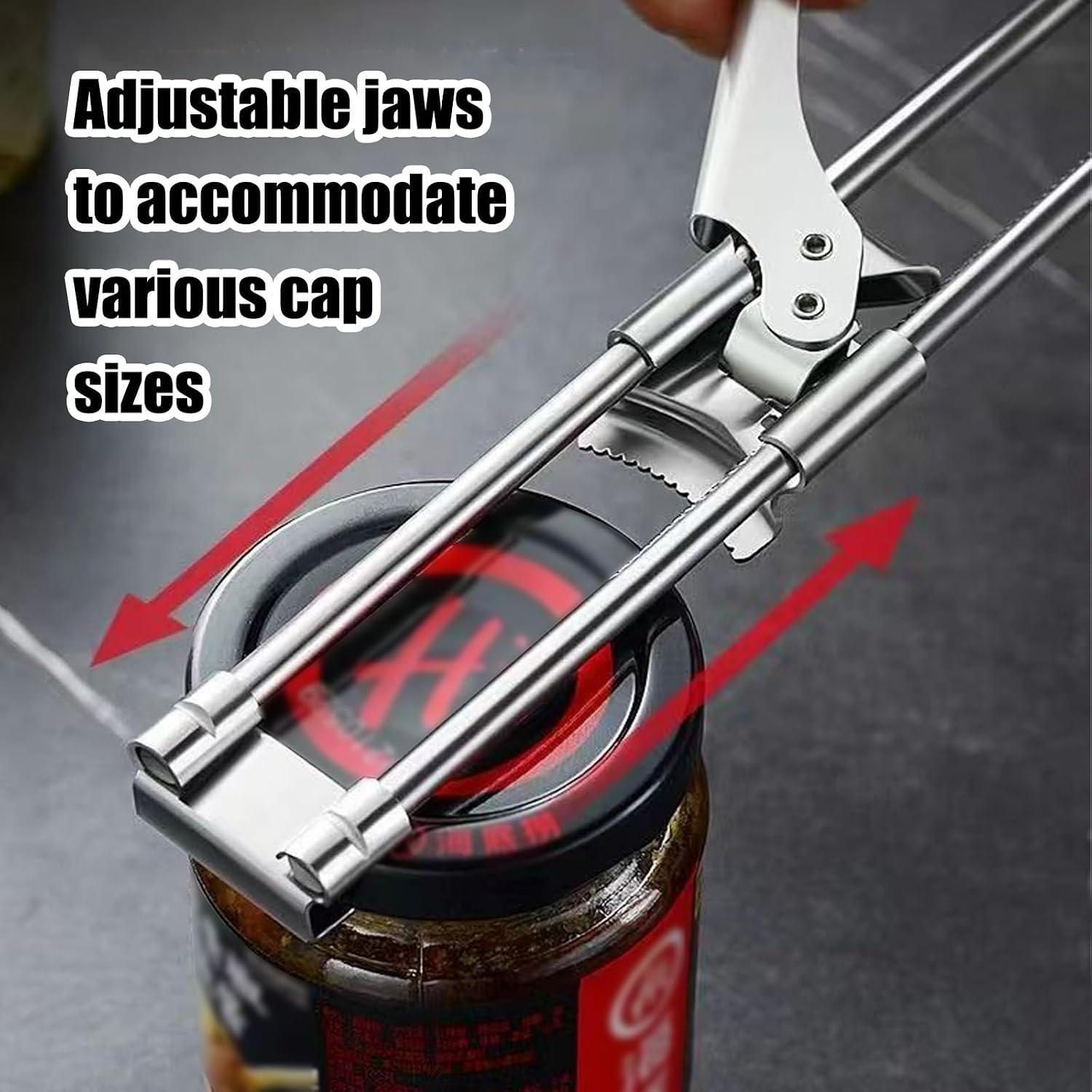 Stainless Steel Can Opener and Bottle Opener Set, Adjustable Jar Opener with Ergonomic Hand, Manual Can Opener for Arthritic Hands Elderly and Children, Jar Opener image 2