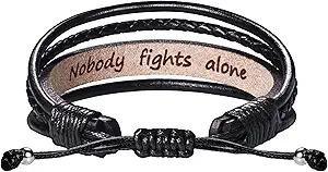 Leather Bracelets for Men Women Inspirational Gifts for Him Her Handmade Black Braided Motivational Birthday Gift for Boyfriend Husband Dad Anniversary Christmas Mens Stocking Stuffers