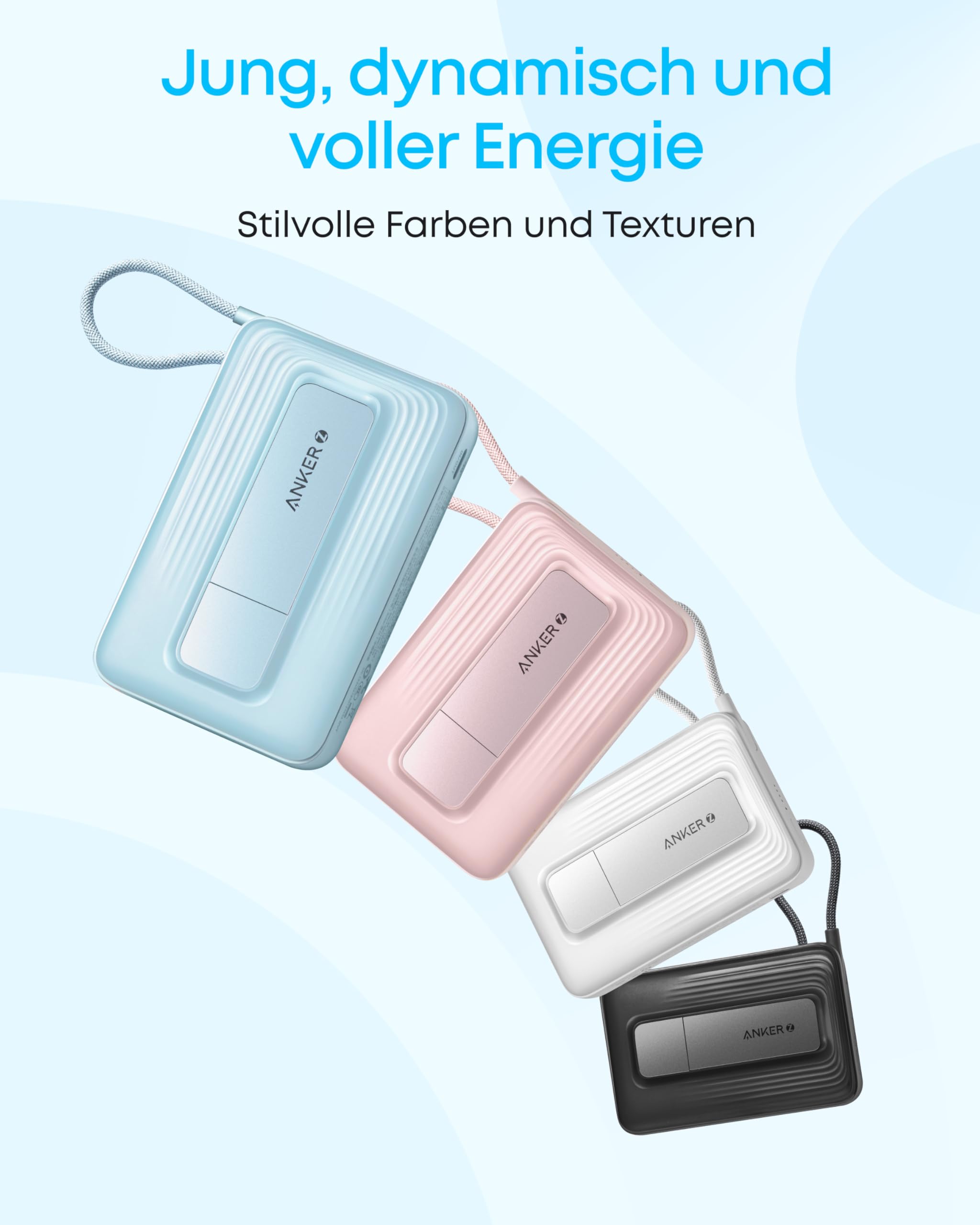 Anker Zolo magnetische Powerbank, 10000mAh 30W Max, integriertes Kabel
