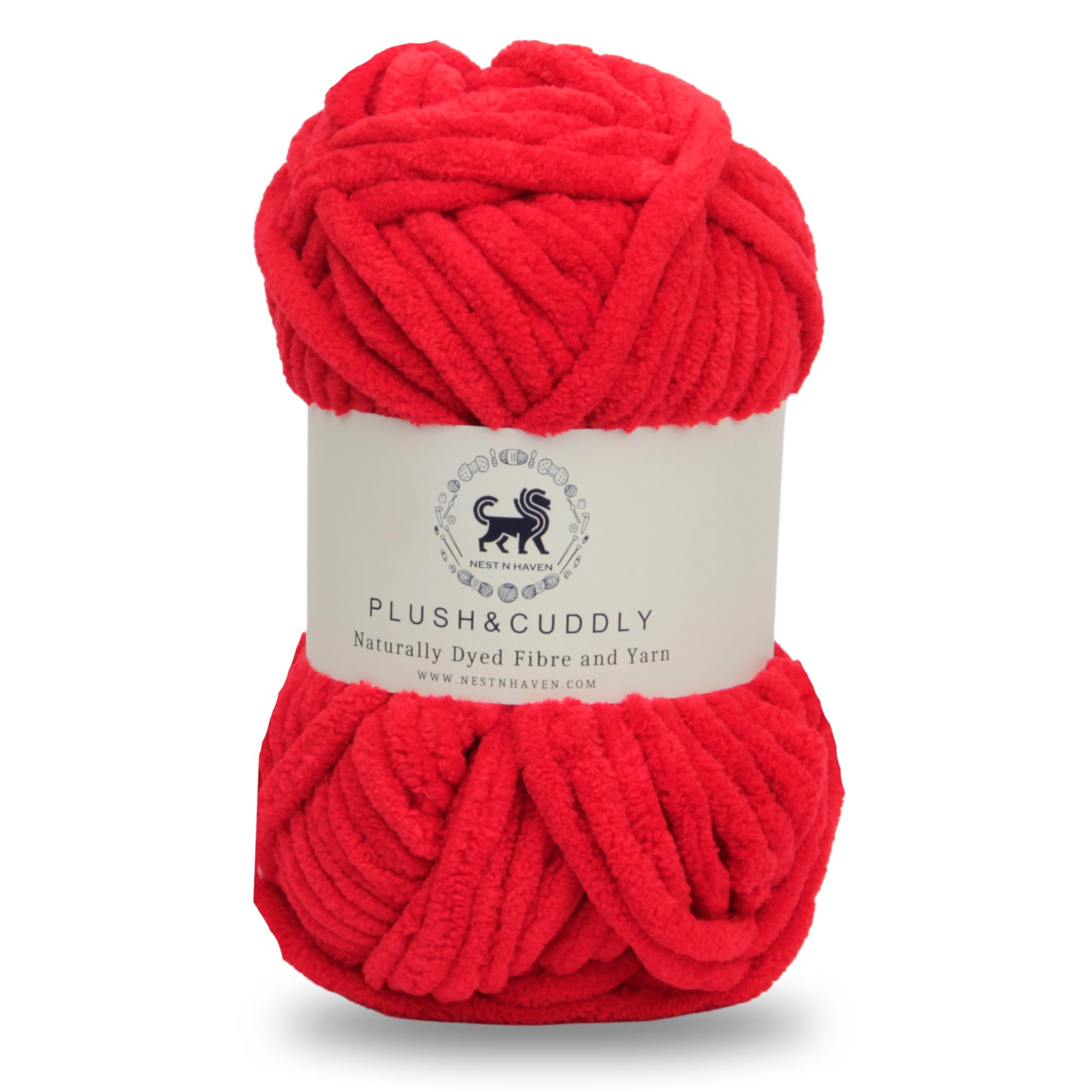 NESTNHAVEN, Wool, Plush & Cuddly, Chenille Yarn Supersoft Hand Knitting Wool Ball, (1 Ball/100 Gram Each) Ball Suitable for Craft, Babywear, Baby Blankets, 5 Bulky, Shade no - NNHB0031 (Red)