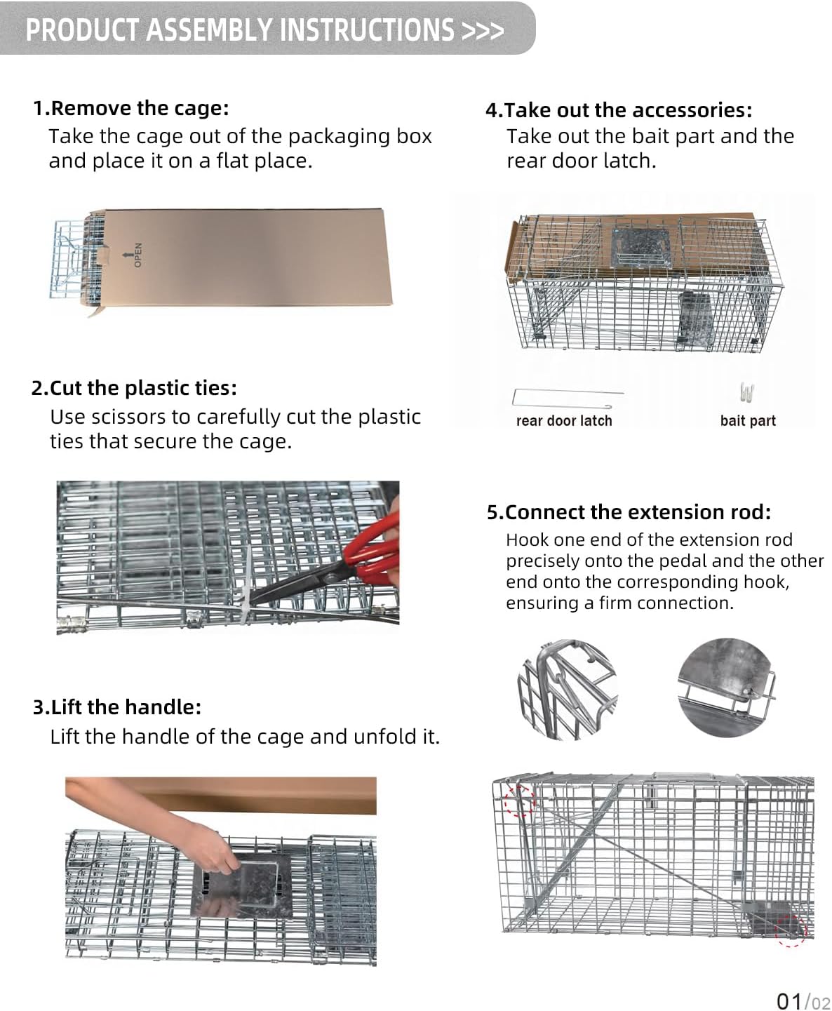 31×12×13 Inch Heavy-Duty Live Animal Cage Trap - Humane Catch & Release for Raccoons, Cats, Squirrels, Rabbits, Groundhogs - Safe & Durable Steel Construction with Secure Door Lock