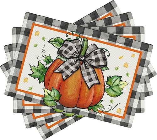 Miniatura 10 de Juego de 4 manteles individuales de tela lavables para mesa de comedor con diseño de gato negro, decoración floral para cocina y comedor para Gato