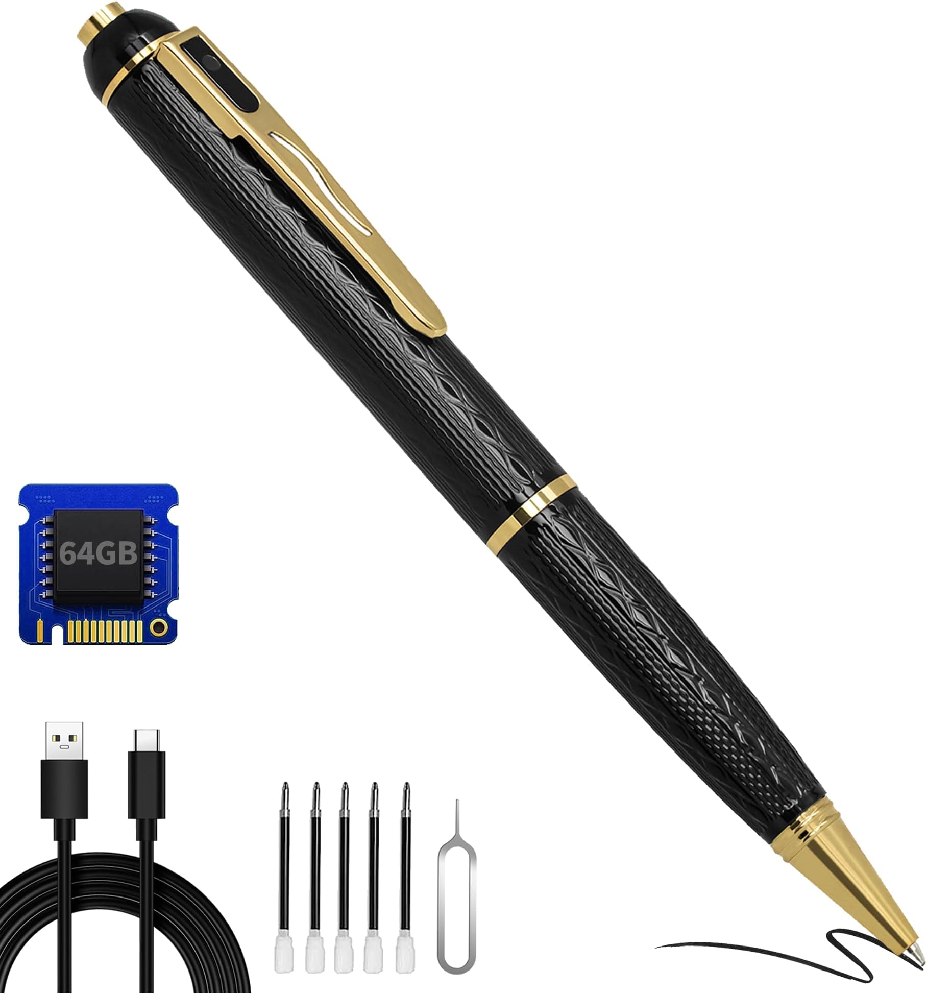 64GB Body Camera, 1080P HD Nanny Camera Pen, Mini Camera Pen, Rechargeable Small Pocket Cam, Portable Pocket Camera, Small Video Recorder, Surveillance Camera for Indoor Outdoor