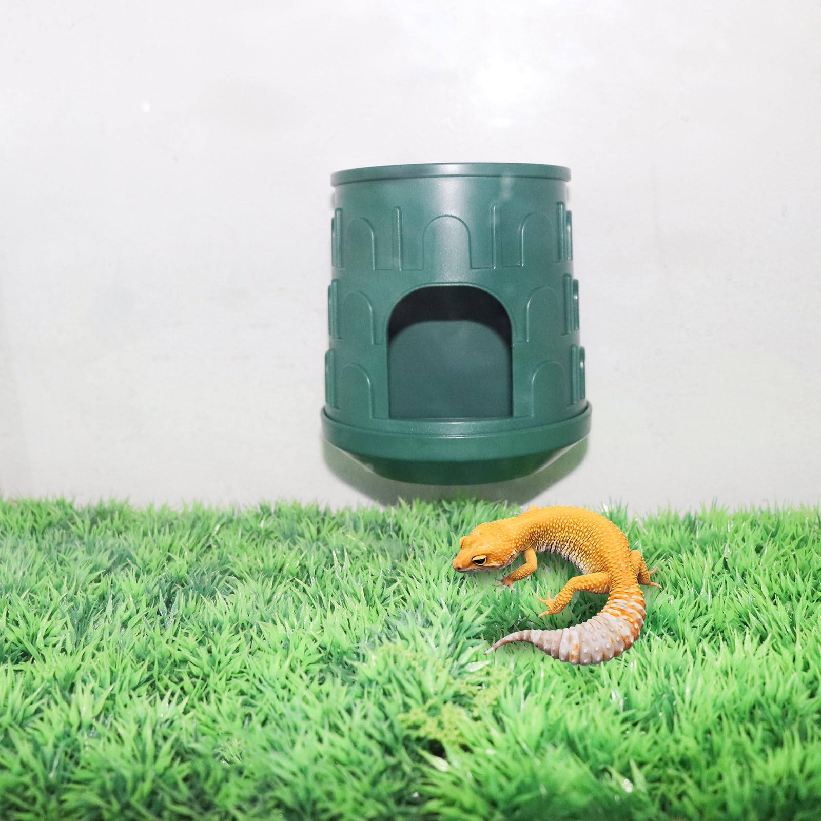 Accessori per serbatoio rettili, 2 in 1, nascondiglio in plastica per rettili con ciotola sulla parte superiore, nascondiglio per habitat per gechi, serpenti, camaleonti e altri piccoli rettili