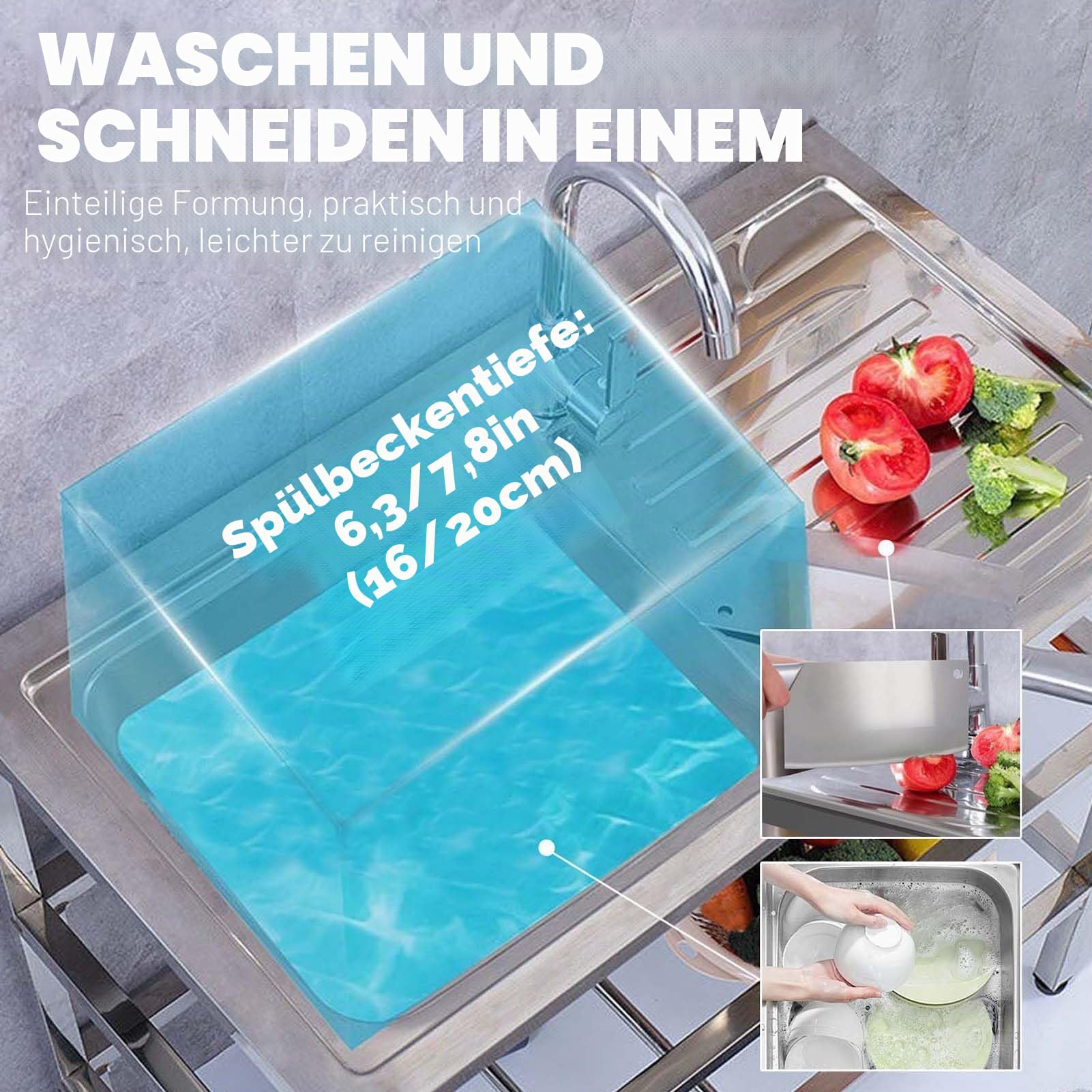 Spüle Outdoor Camping Waschbecken Mobiles Edelstahl Freistehende Küchenspüle Werkstatt Spültisch Garten Spülbecken Mit Armatur & Unterschrank Draußen Außenküche Waschtisch