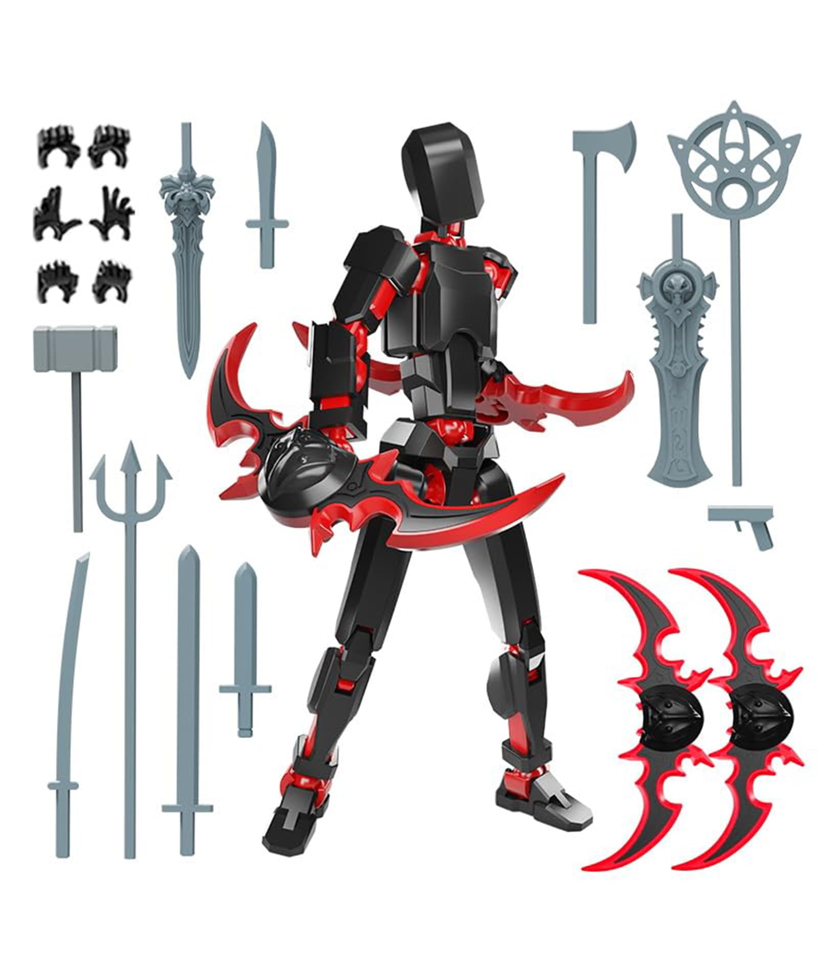 NHCDFA Action Figure, Stick Titans, Stick Titan Portable and Easy to Use Model Toy Very High Degree of Freedom Multi Articular Mobile Robot Doll Desktop Decoration (Red and Black)