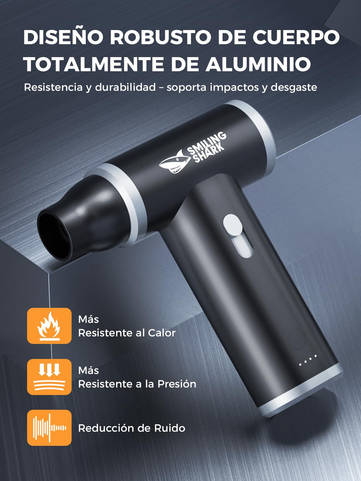 Smiling Shark Soplador de Polvo Eléctrico, J01 Motor Sin Escobillas de Aluminio 130000RPM Aire Comprimido Limpieza PC Sin Escalas de Velocidad, Turboventilador para Cooling/BBQ/Teclado/Coche, Negro