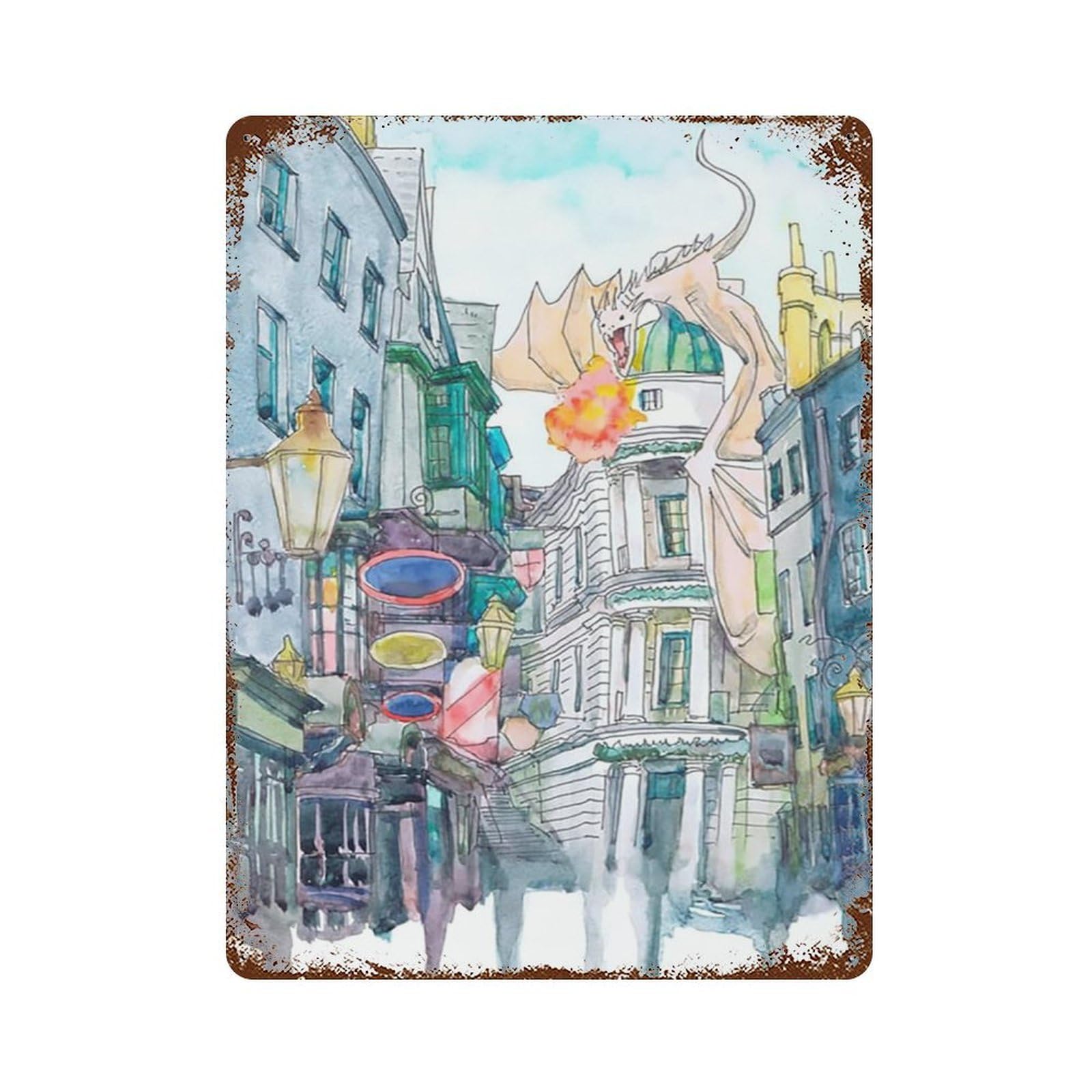 xiaoxiaoshen Wizarding World Diagon Alley Wall Decor Art Metal Tin Poster Modern Home Decor Art Home Bar Shop Decorations Vintage Sign 40x30cm