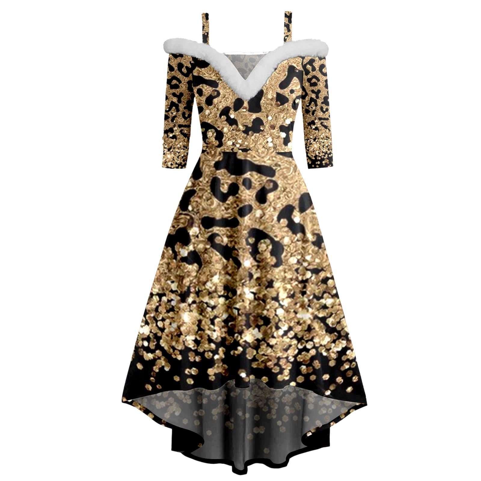 Vestiti Natale-Abito Natale-Abito da Donna con Canotta, per Natale, Tinta Unita, con Scollo A V, Abito da Donna, A Mezza Manica, Casual, da Festa