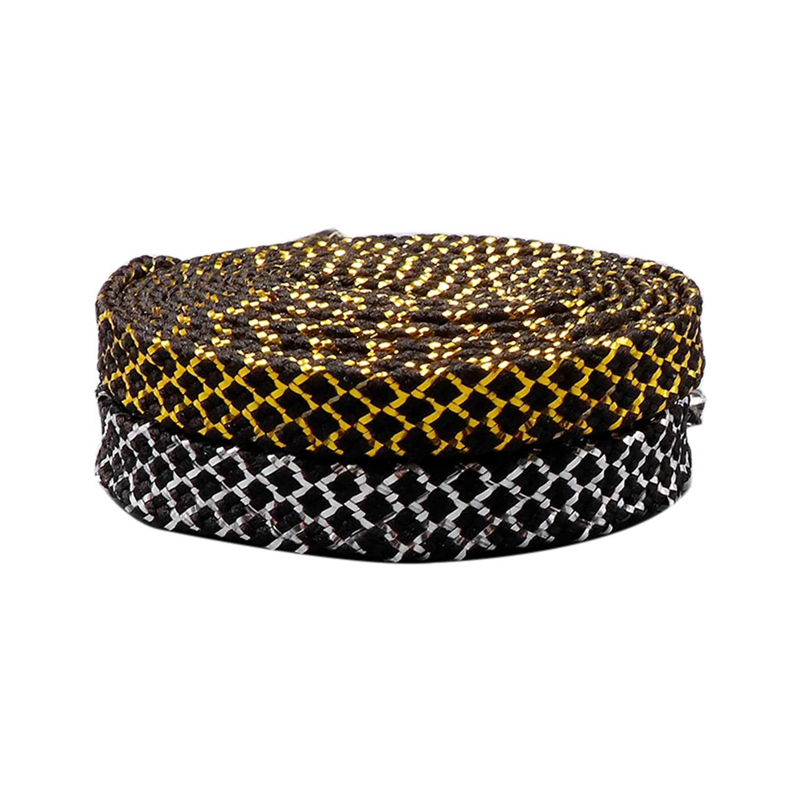 cordones para zapatos, Cordones elásticos, cordones for botas, 1 par de planos poliéster negro 8 mm ancho con decoración hilo metálico for zapatillas lona y zapatos casuales