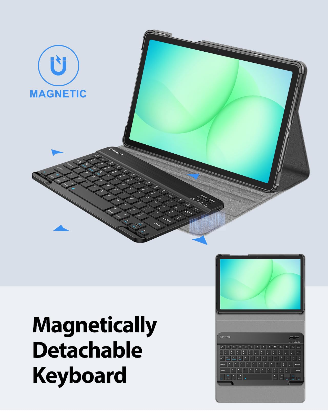 Fintie Funda con teclado para Samsung Galaxy Tab A11 Plus/A9 Plus de 11 pulgadas, color negro | 3 ángulos de visión, teclado Bluetooth desmontable, batería recargable, doble protección, uso de viaje y estudio de trabajo