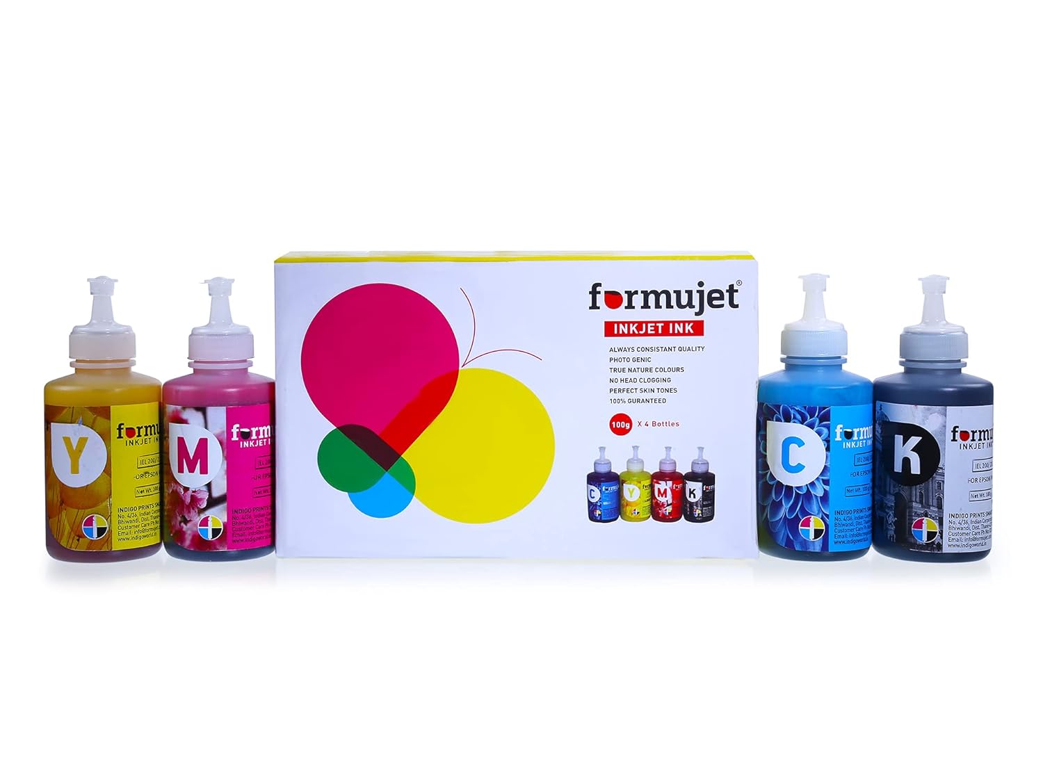 Formujet IE L200 Ink for Epson - set of 4 Colors 100 gm Compatible for ...