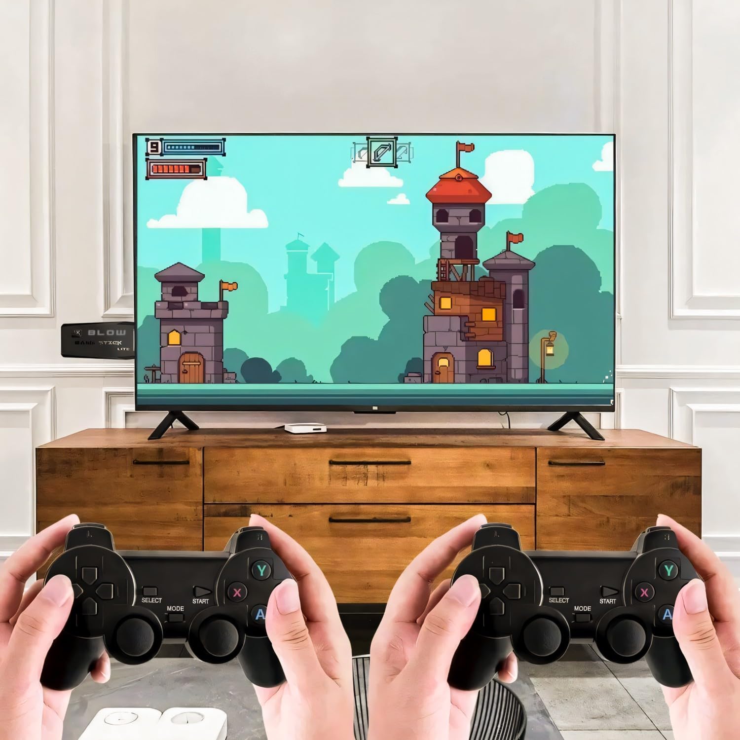 Retoo Console di gioco retrò con 20000 giochi – HDMI plug & play per TV – 2 controller wireless con adattatore, scheda di memoria da 64GB, mini console per bambini e adulti, portatile