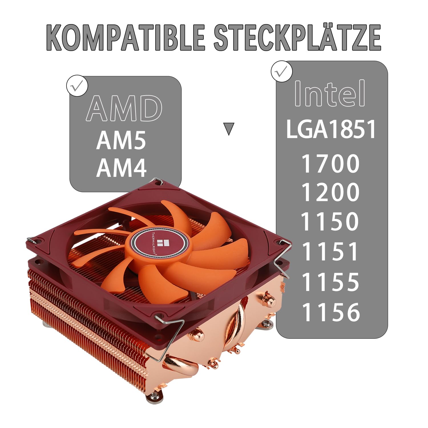 TR-Thermalright AXP90 X53 Raffreddatore CPU Completo - 4 Condotti Termici Silenziosi da 92 mm, Ventola a Profilo Basso 2700 giri/min per AM4/AM5, Intel LGA1851/1700/115x/1200, Profilo Basso ITX PC