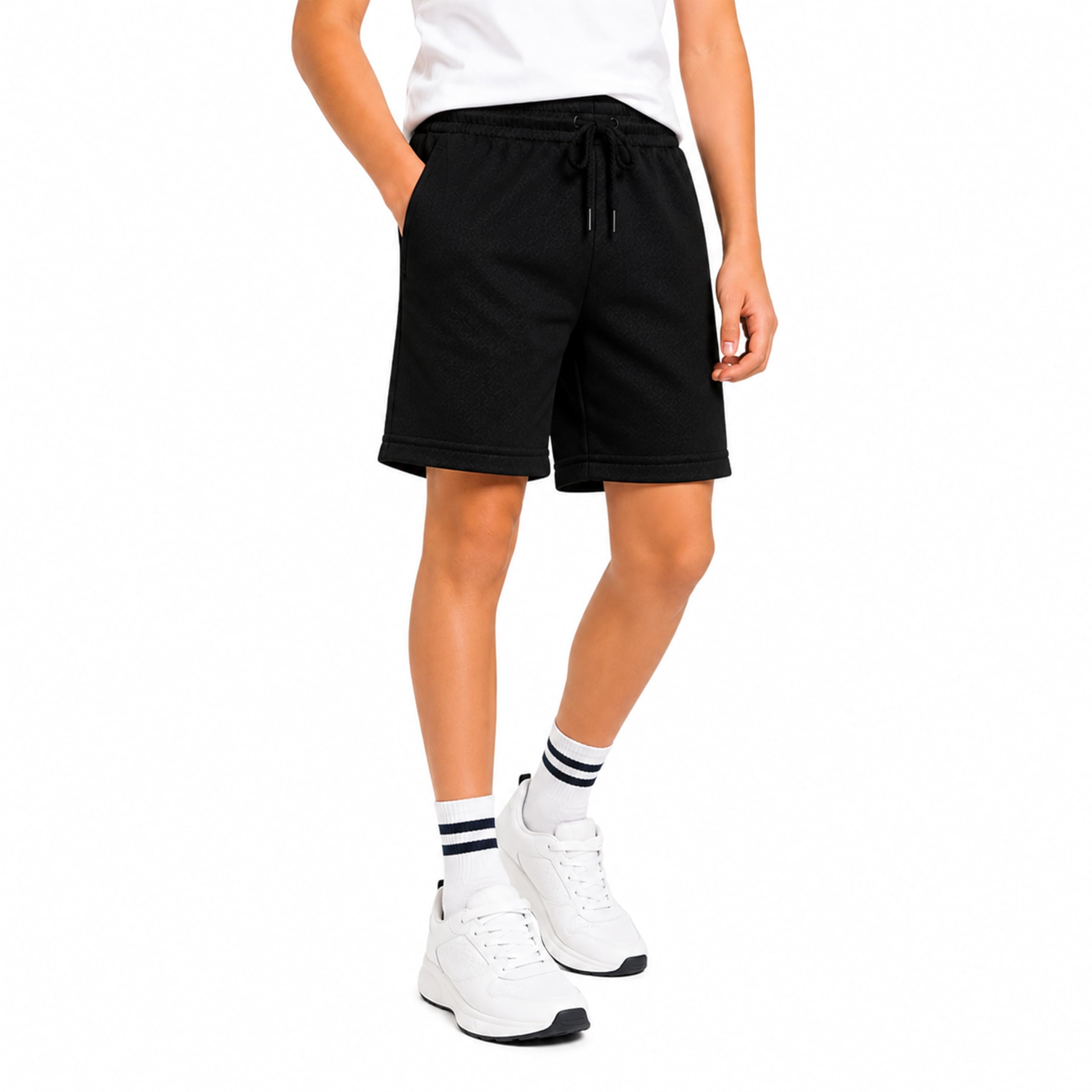 RISH Kids Dri-Fit Sports Shorts for Boys & Girls | Breathable Polyester Activewear Shorts with Elasticated Waist, Drawstring & 2 Side Pockets | Solid Black-image-25