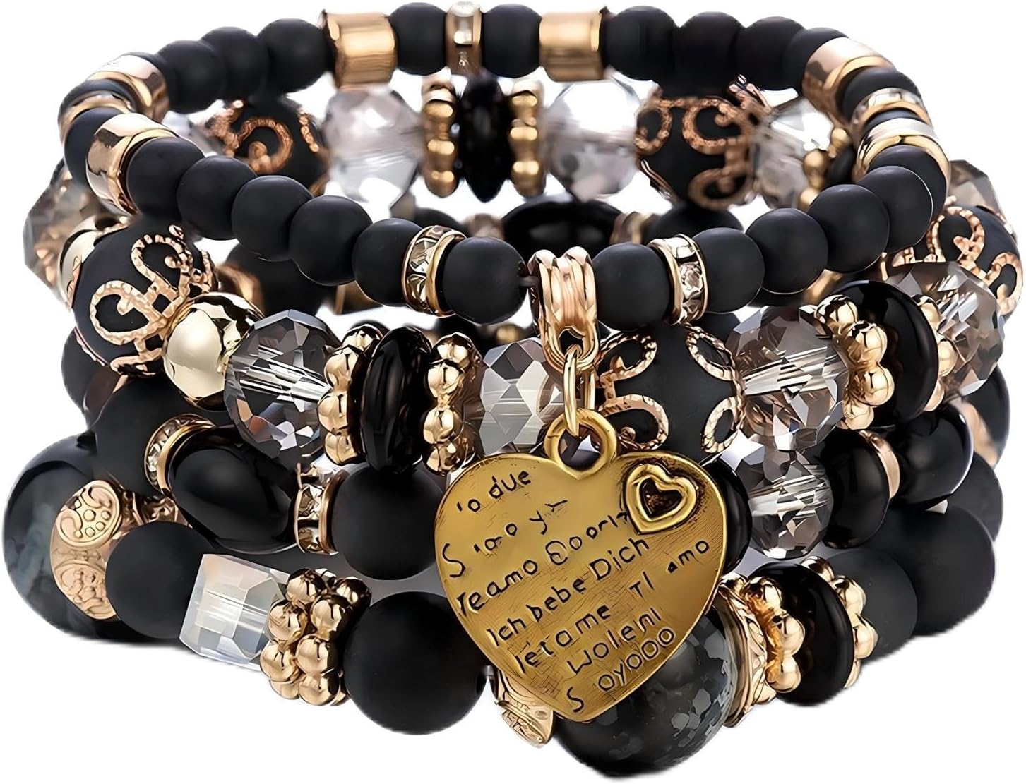 Bohemian Stackable Multi Layer Beaded Bracelets for Women Colorful Stacks Stretch Beads Heart Charm Elastic Bracelet Set Summer Beach Jewelry Gifts