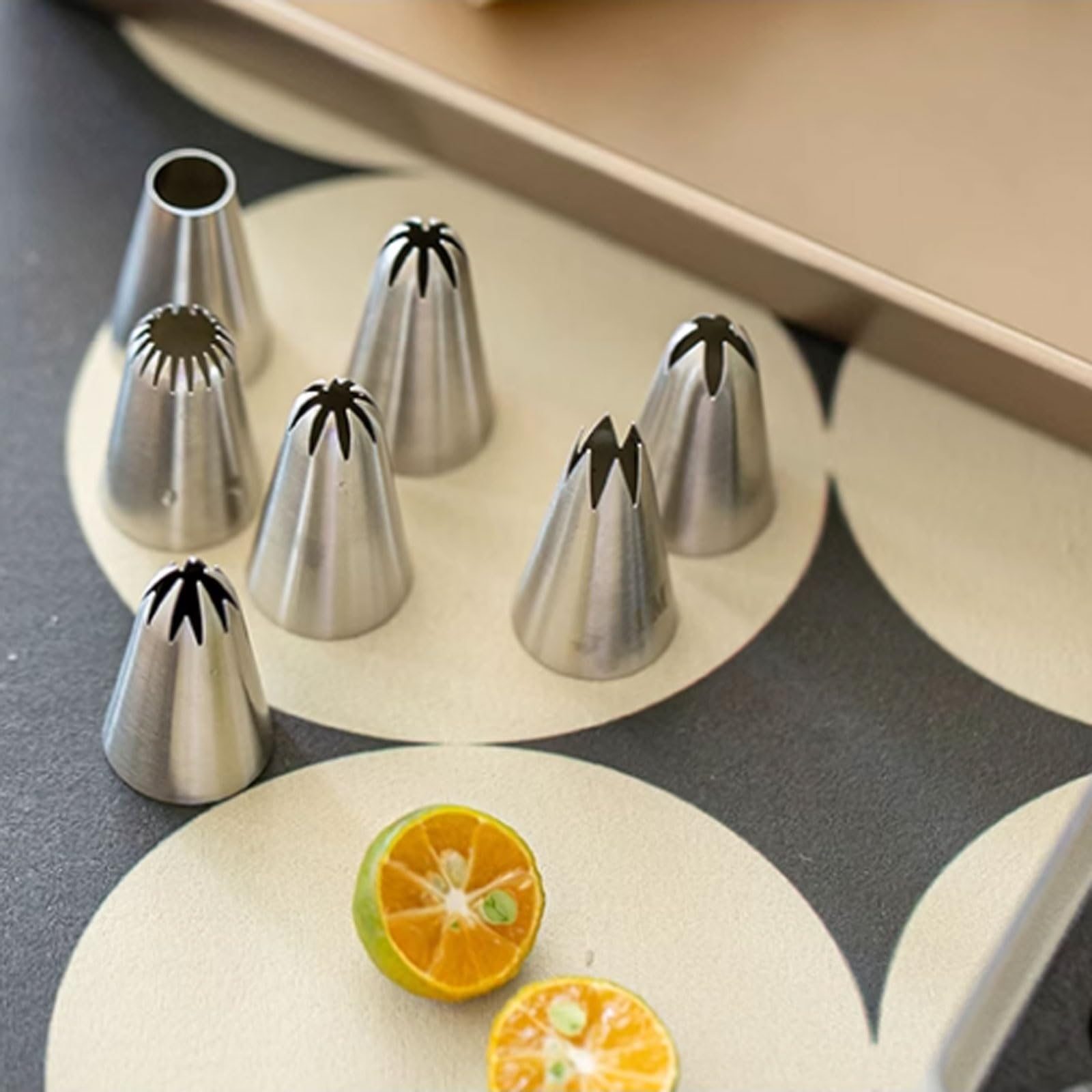 Juego de decoración Acero Inoxidable 304 Engrosado 9 Piezas, Resistente for Pasteles, Crema for Galletas, Herramientas for Hornear en casa, Puntas pastelería(S)