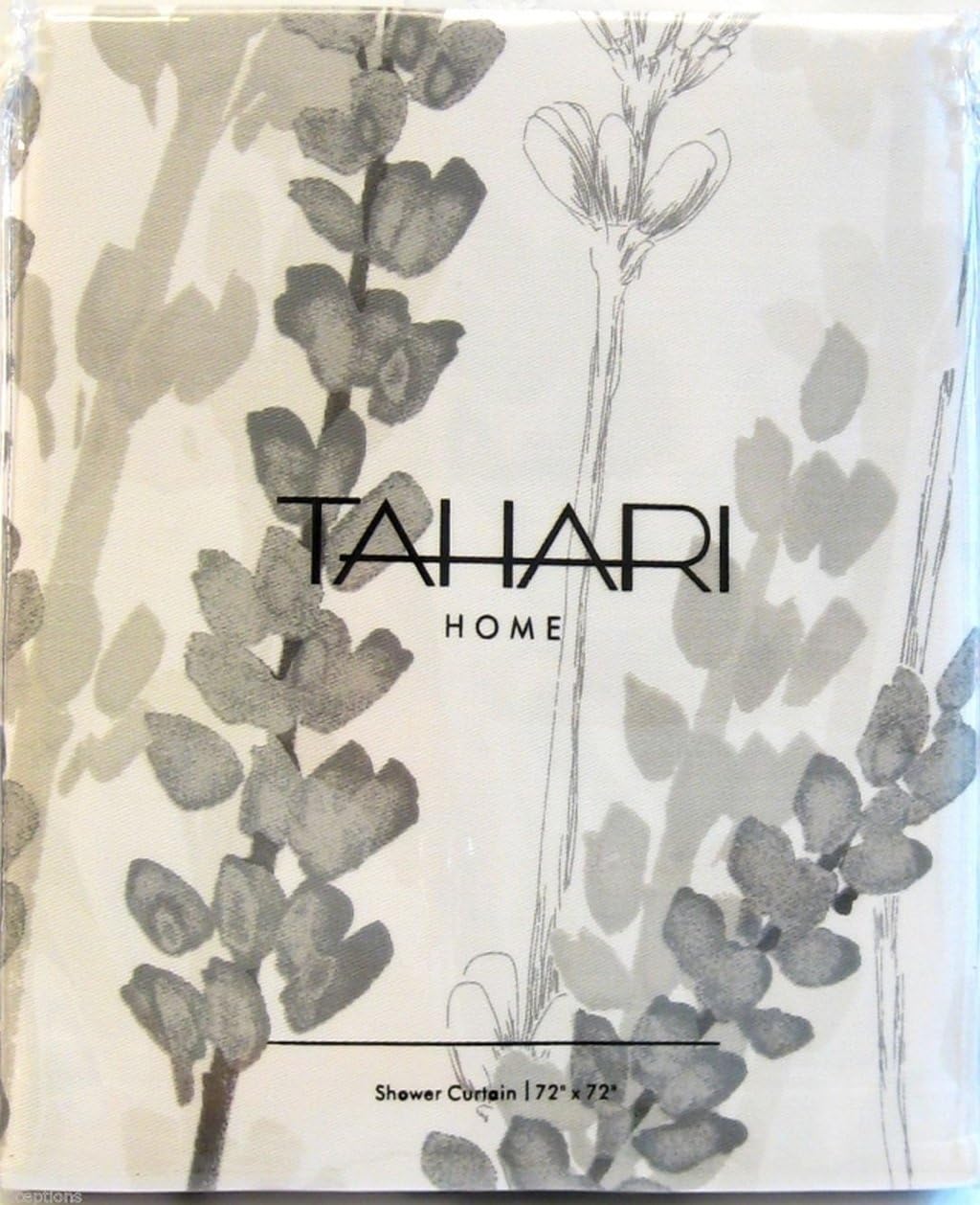 Tahari Fabric Shower Curtain Lavender Pattern Gray on White by Tahari Home